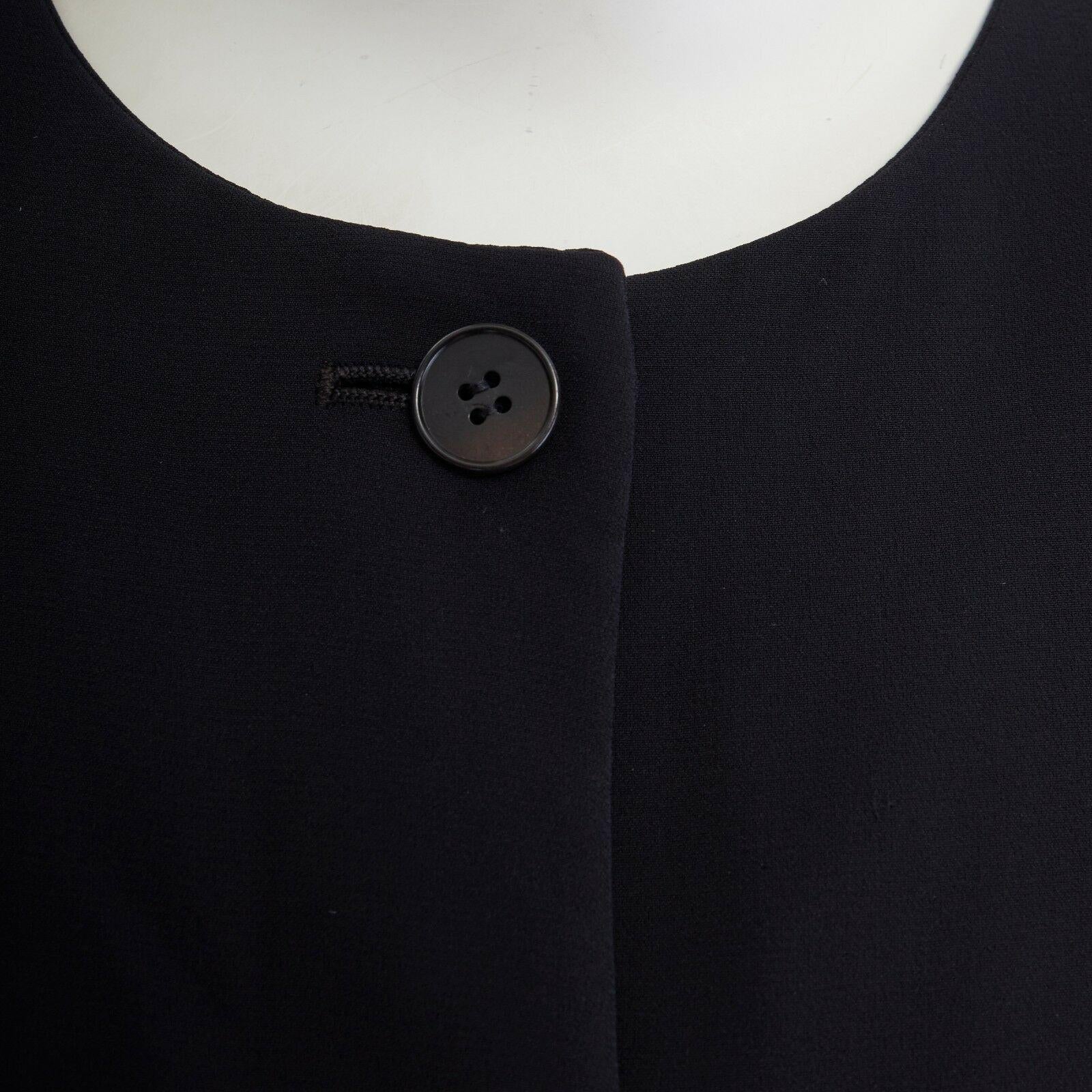 Women's CALVIN KLEIN COLLECTION 100% silk black collarless minimal blazer jacket US2 XS