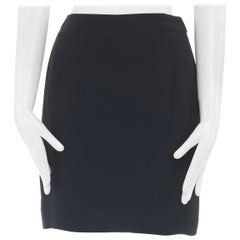 Calvin Klein Collection 100% seta nera, minigonna con zip nascosta 25".