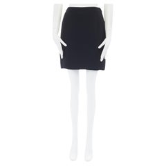 Calvin Klein Collection 100% seta nera, minigonna con zip nascosta 25".