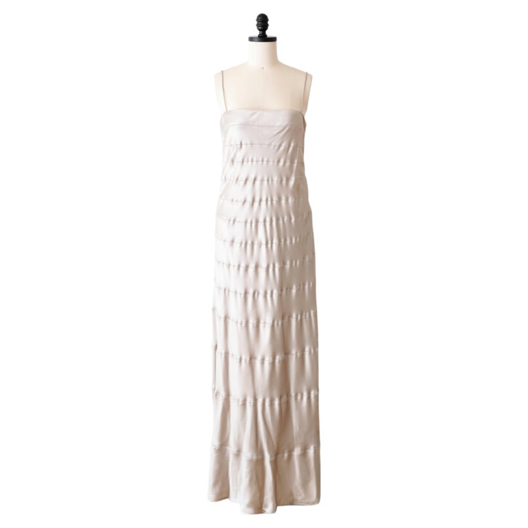 calvin klein collection silk dress Vintage Calvin Klein Collection RTW Cream Silk Slip Dress Bias US4 XS S M