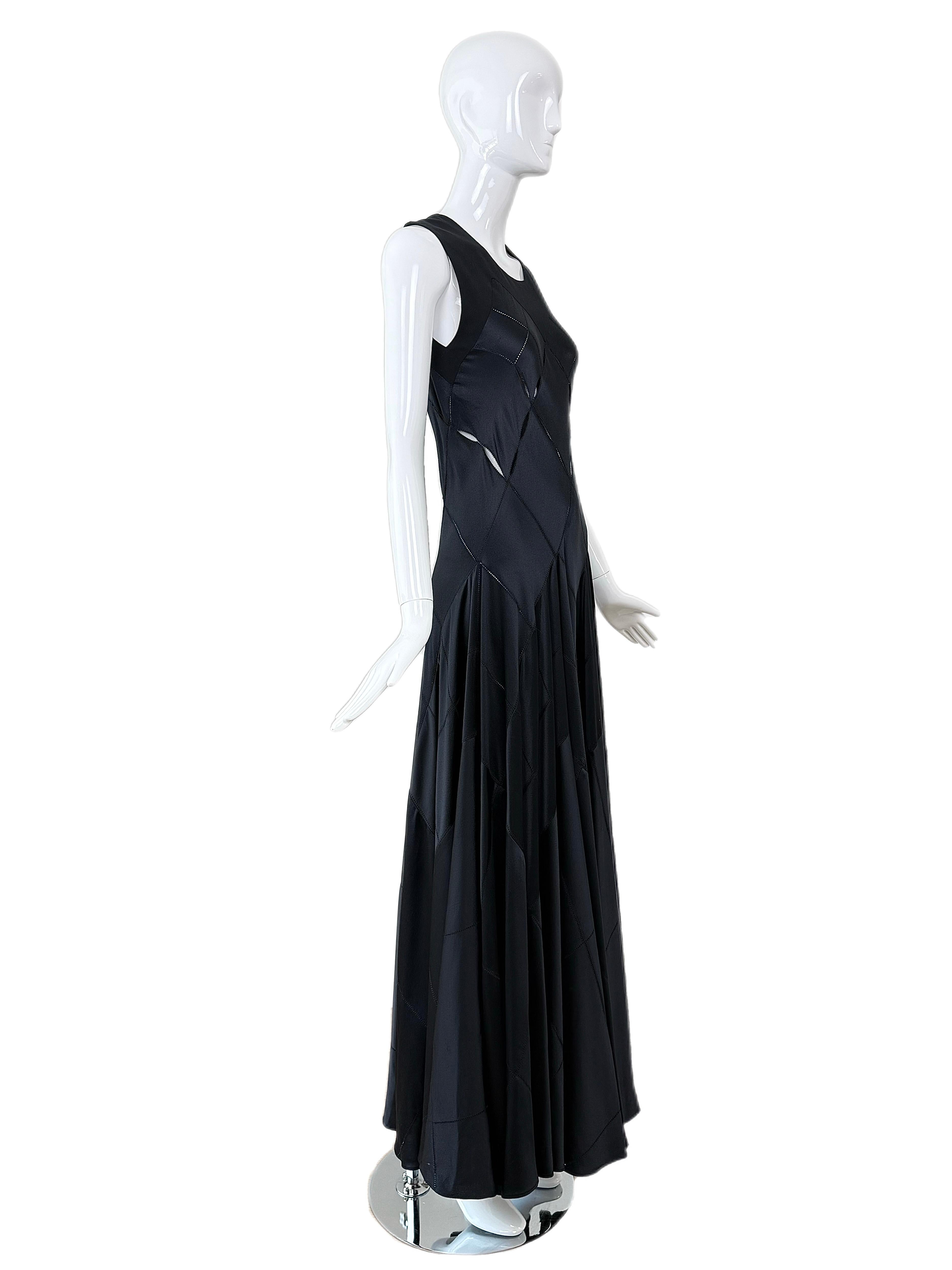 CALVIN KLEIN COLLECTION 2002 Vintage Runway Silk Cut Out Abendkleid Maxikleid im Angebot 6