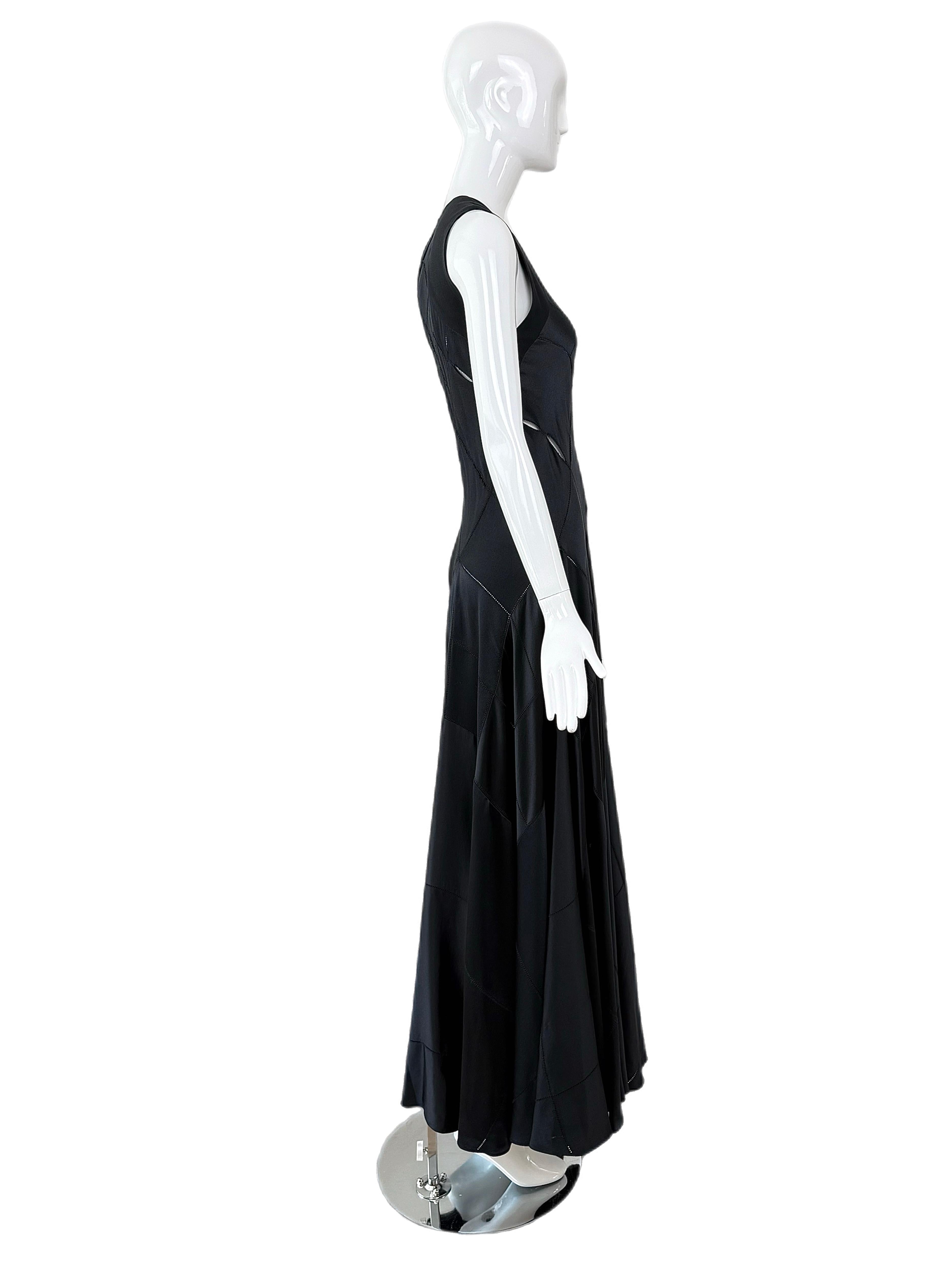 CALVIN KLEIN COLLECTION 2002 Vintage Runway Silk Cut Out Abendkleid Maxikleid im Angebot 7