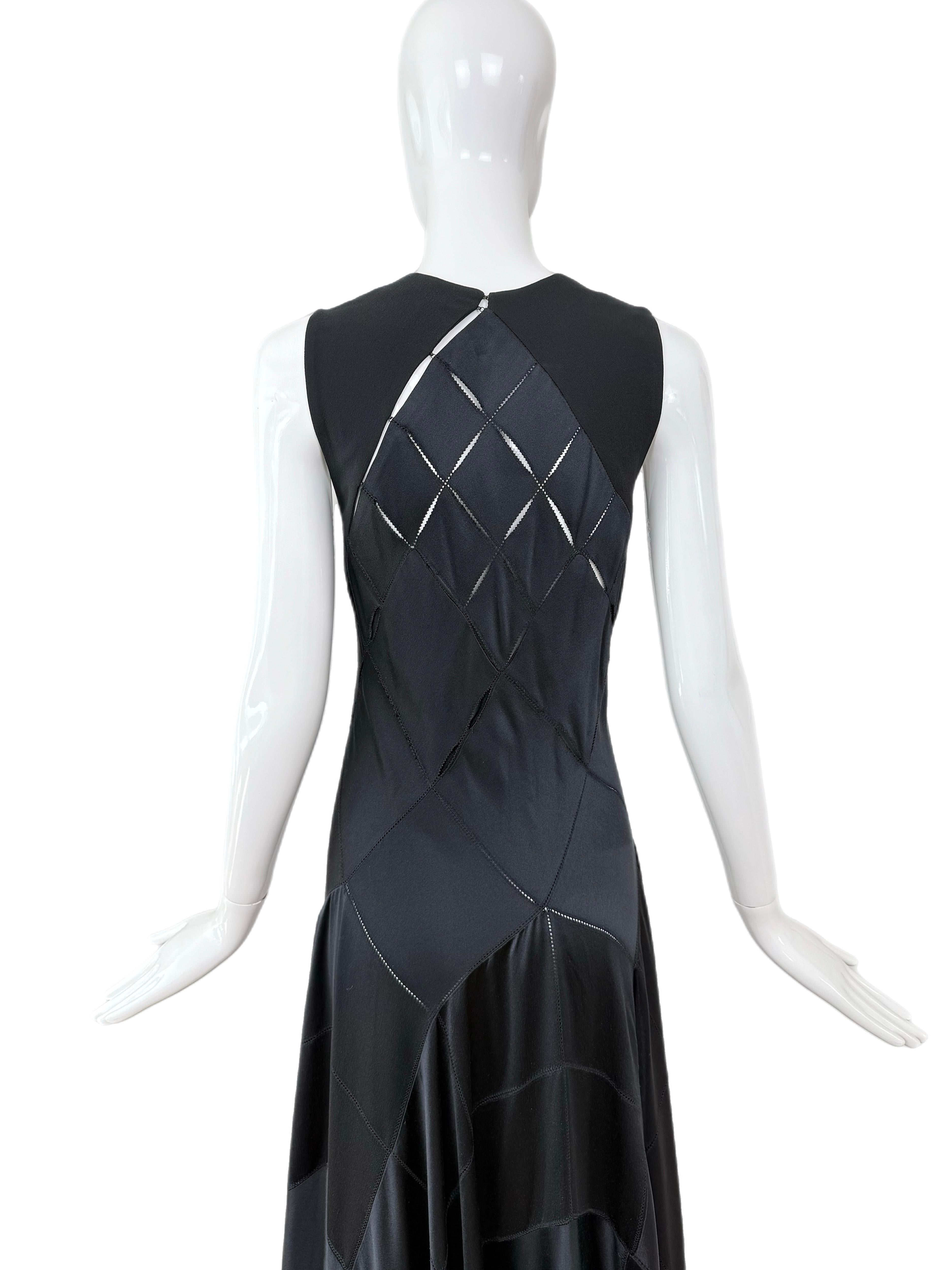CALVIN KLEIN COLLECTION 2002 Vintage Runway Silk Cut Out Abendkleid Maxikleid Damen im Angebot