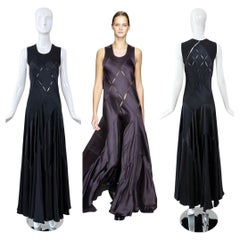 CALVIN KLEIN COLLECTION 2002 Vintage Runway Silk Cut Out Abendkleid Maxikleid