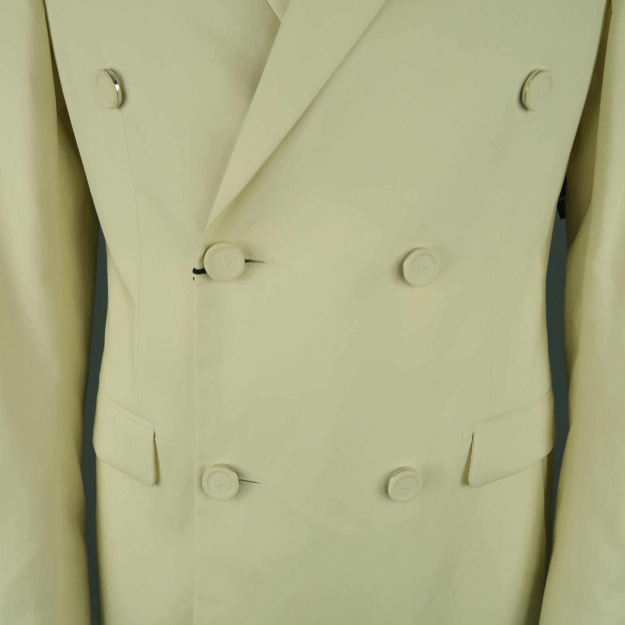 CALVIN KLEIN COLLECTION 42 - Manteau de sport croisé en coton et en os en vente 1