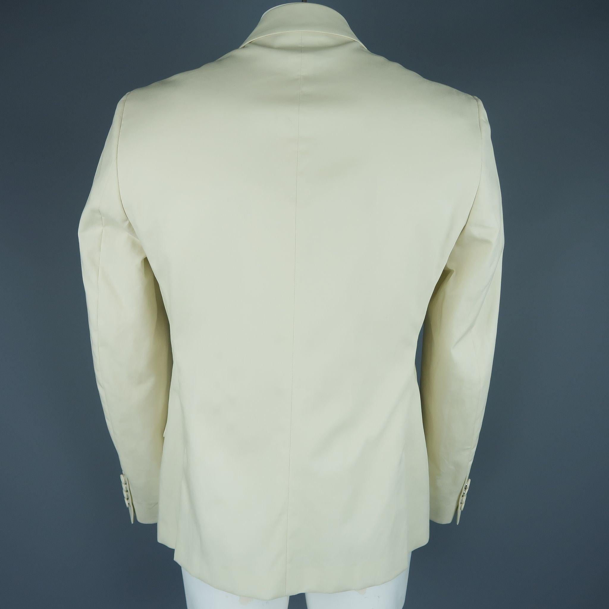 CALVIN KLEIN COLLECTION 42 - Manteau de sport croisé en coton et en os en vente 3