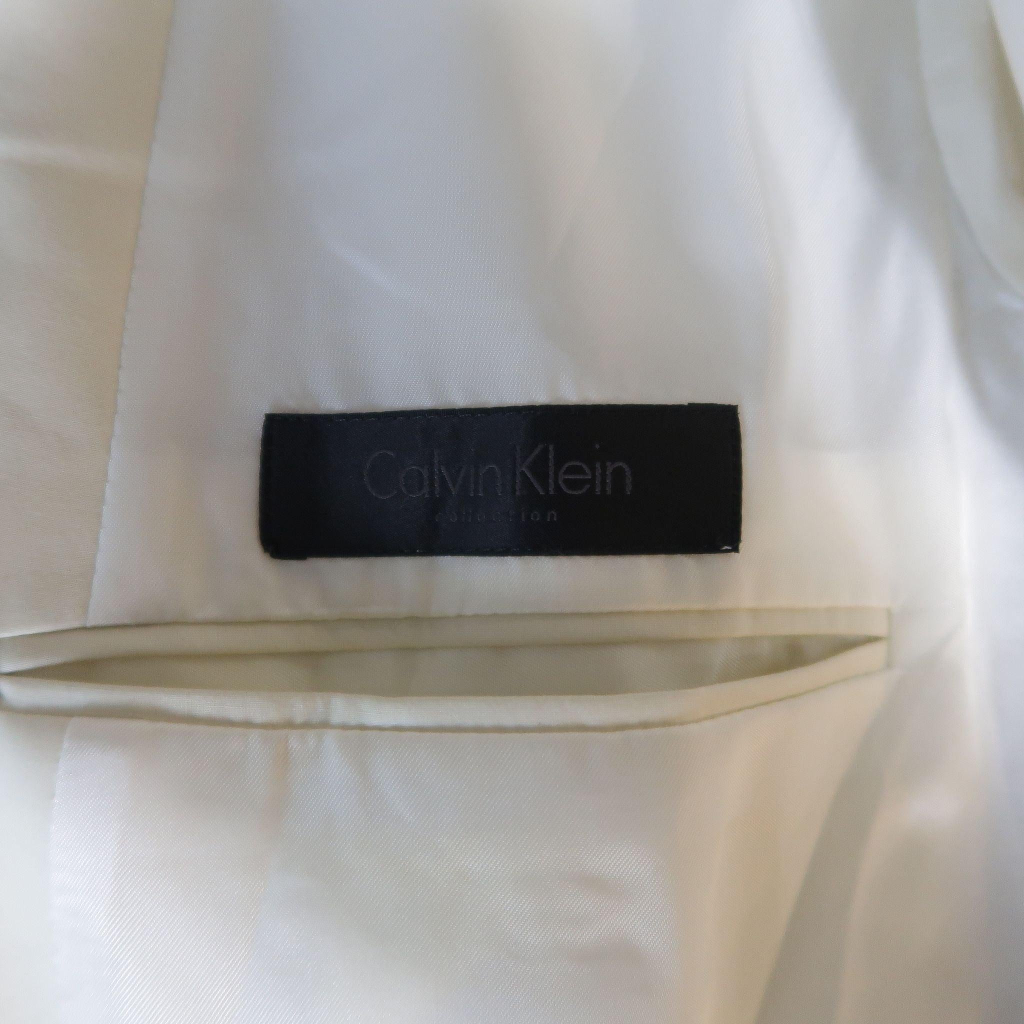 CALVIN KLEIN COLLECTION 42 Bone Cotton Double Breasted Sport Coat Jacket For Sale 5