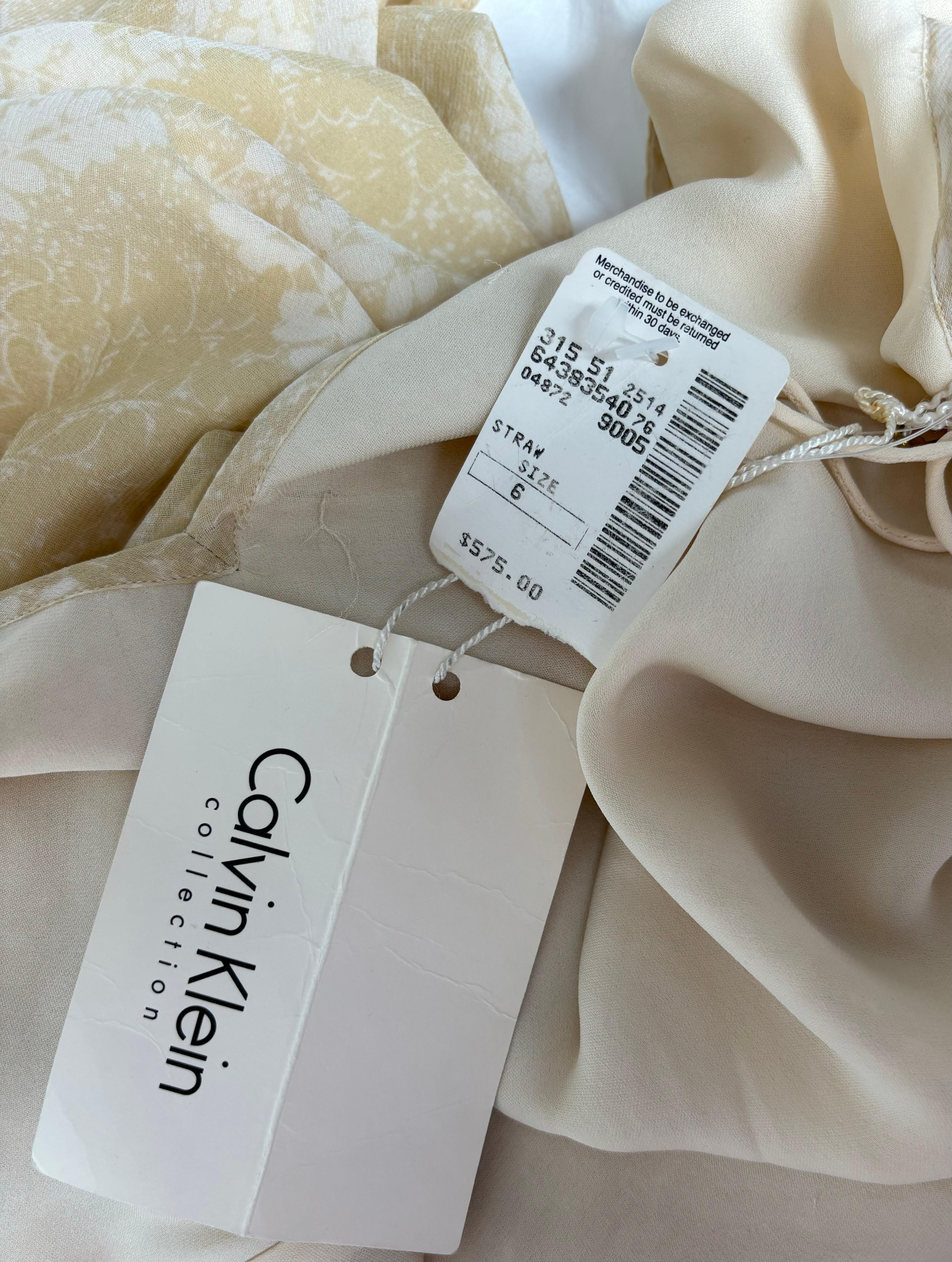 CALVIN KLEIN COLLECTION 90's Vintage Silk Slip Floral Dress For Sale 1