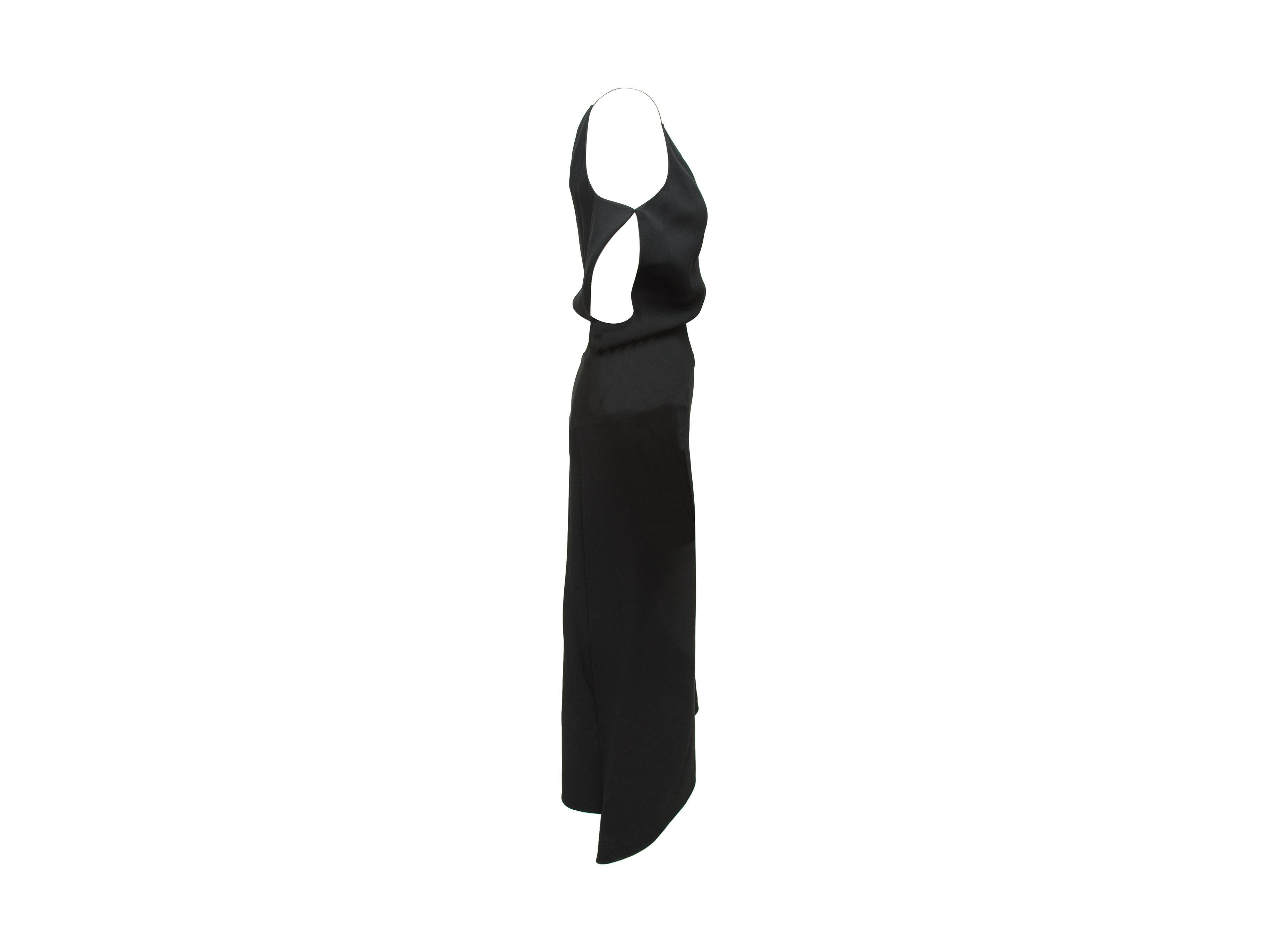 Product details: Black sleeveless gown by Calvin Klein Collection. Asymmetrical draping at side. 32