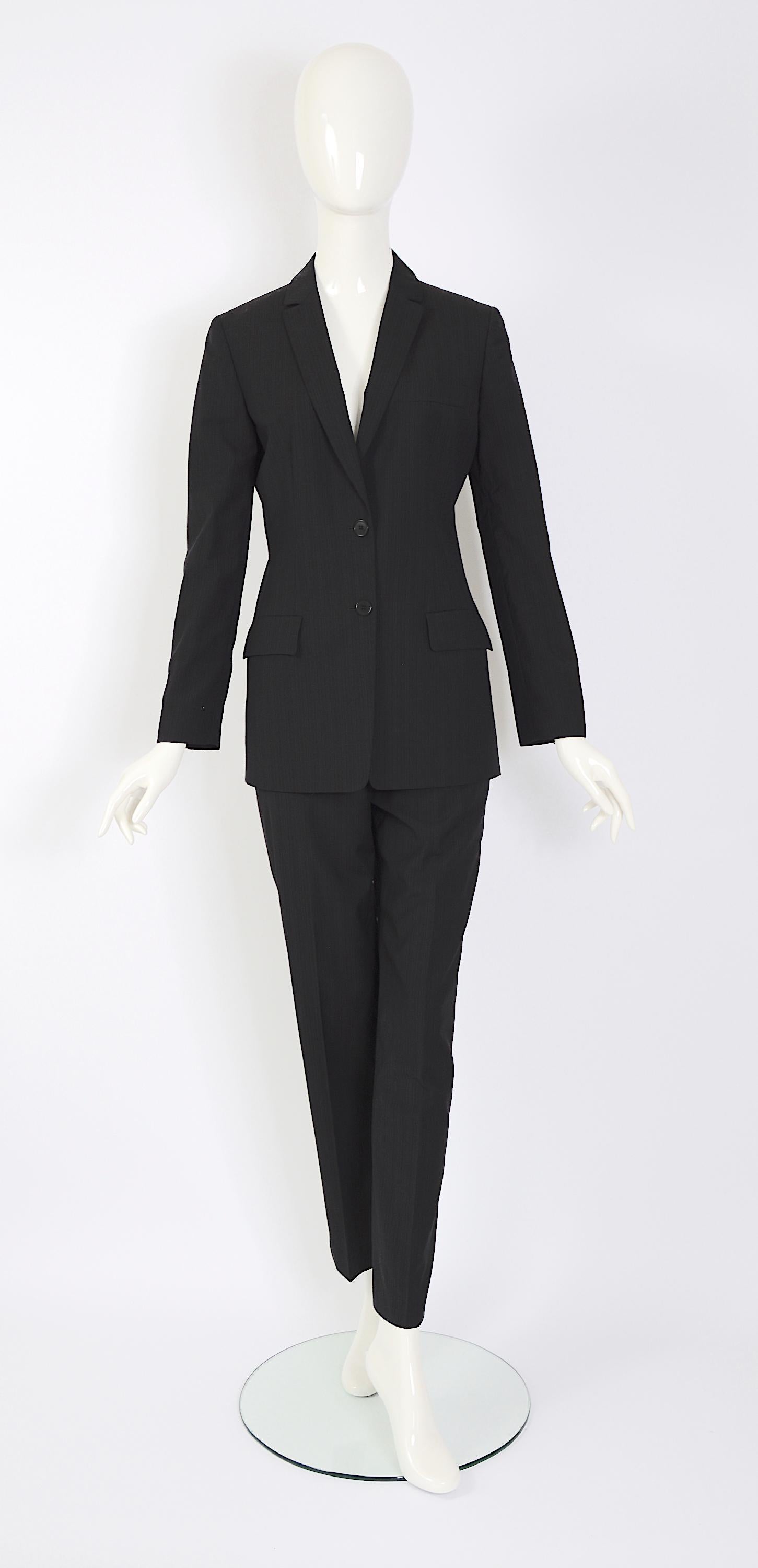 Calvin Klein collection by Calvin Klein vintage 1990's tailored pin stripe suit For Sale 5