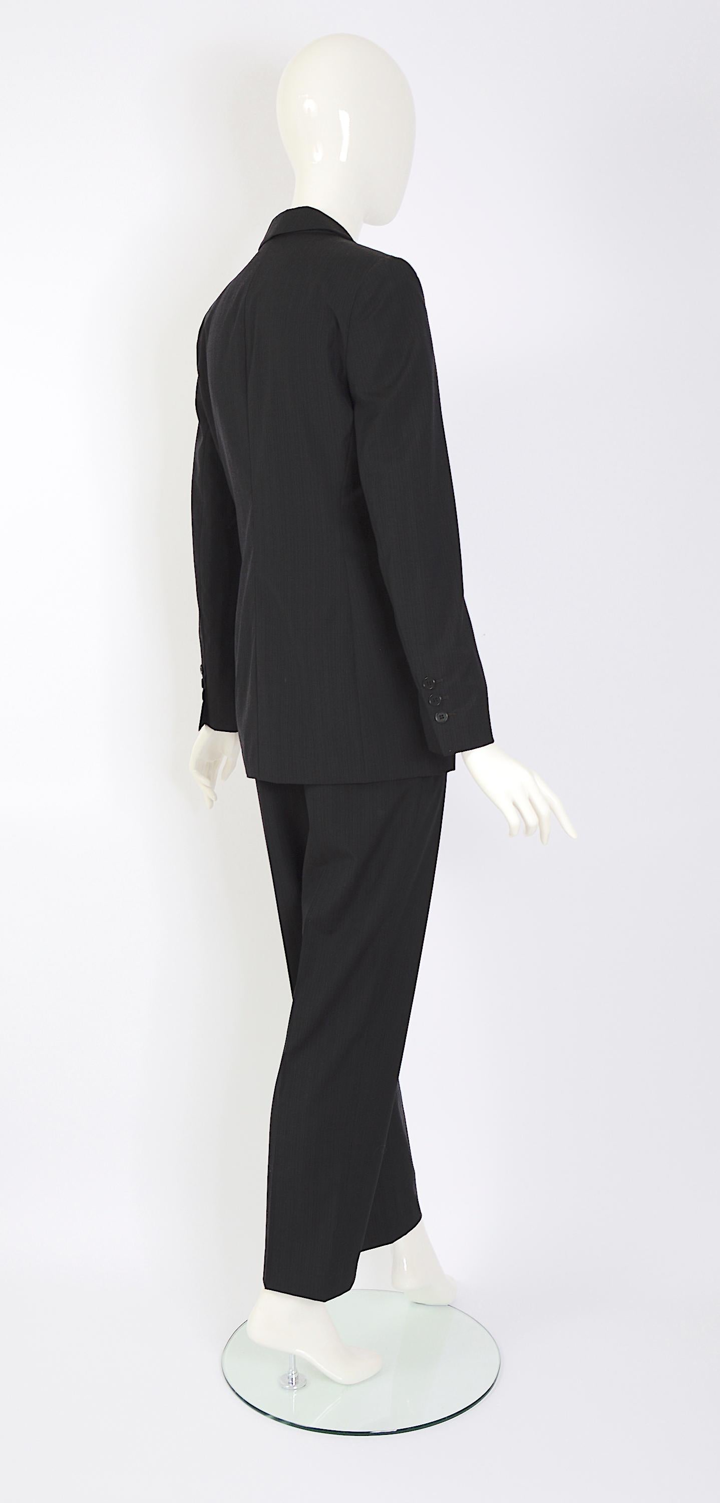 Calvin Klein collection by Calvin Klein vintage 1990's costume sur mesure à rayures. en vente 1