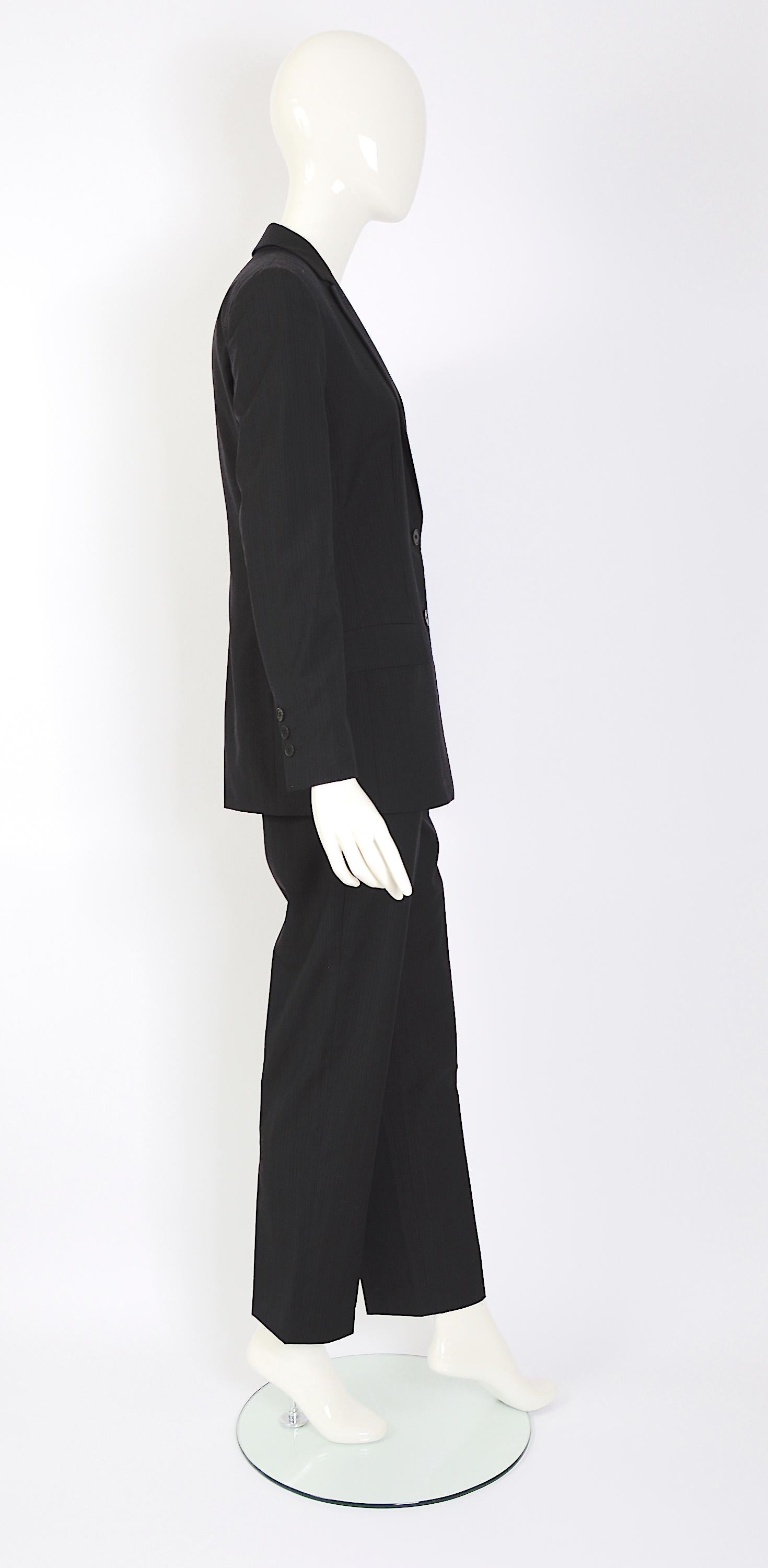 Calvin Klein collection by Calvin Klein vintage 1990's costume sur mesure à rayures. en vente 2