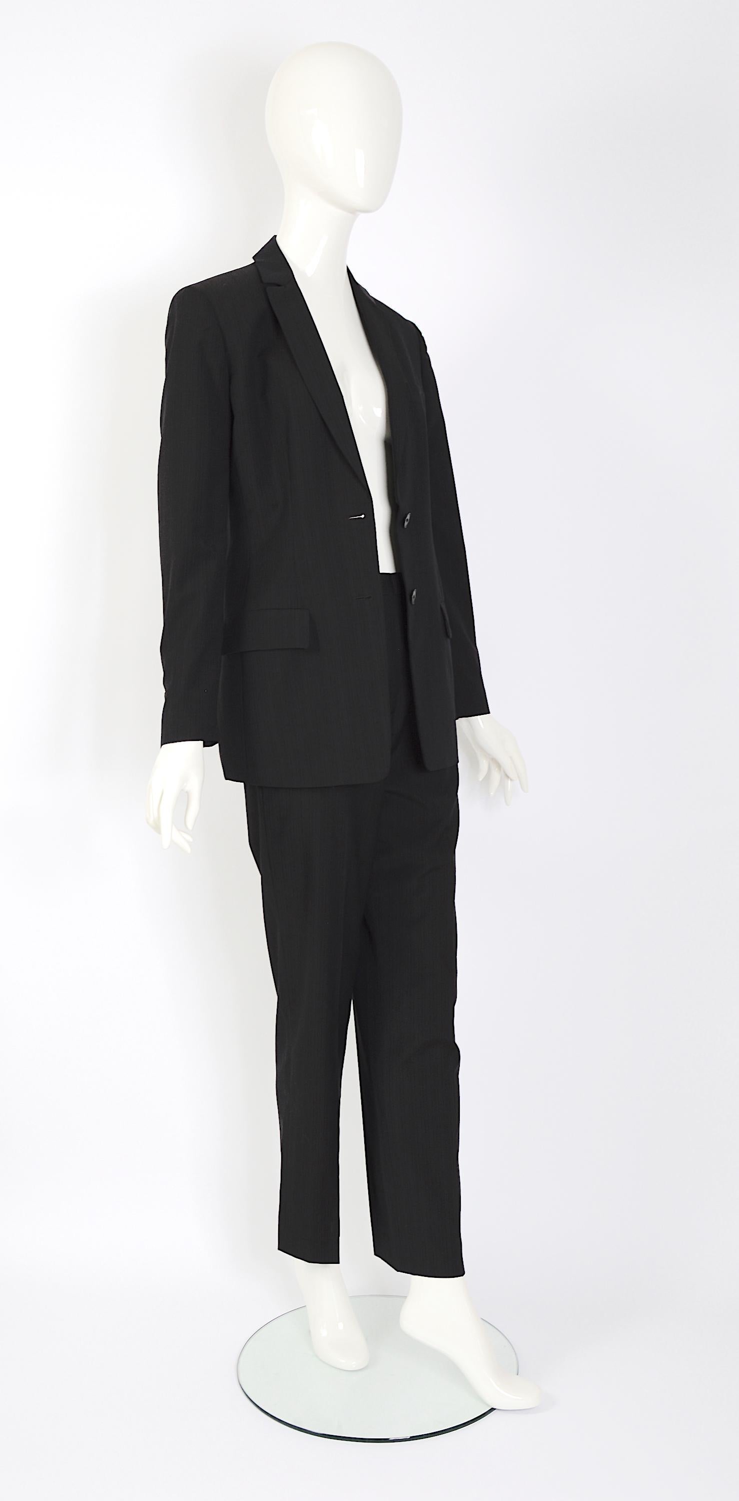 Calvin Klein collection by Calvin Klein vintage 1990's tailored pin stripe suit For Sale 3