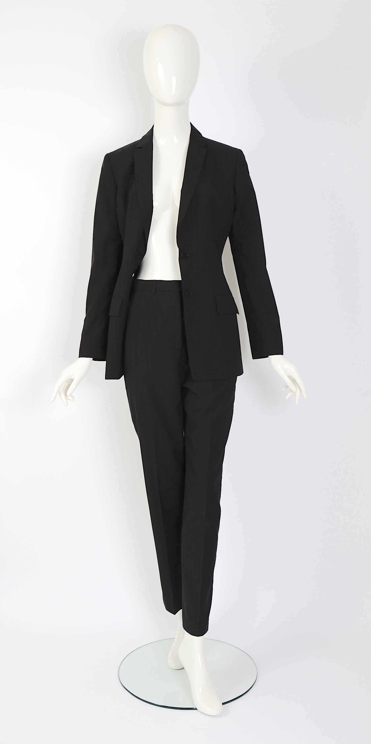 Calvin Klein collection by Calvin Klein vintage 1990's costume sur mesure à rayures. en vente 4