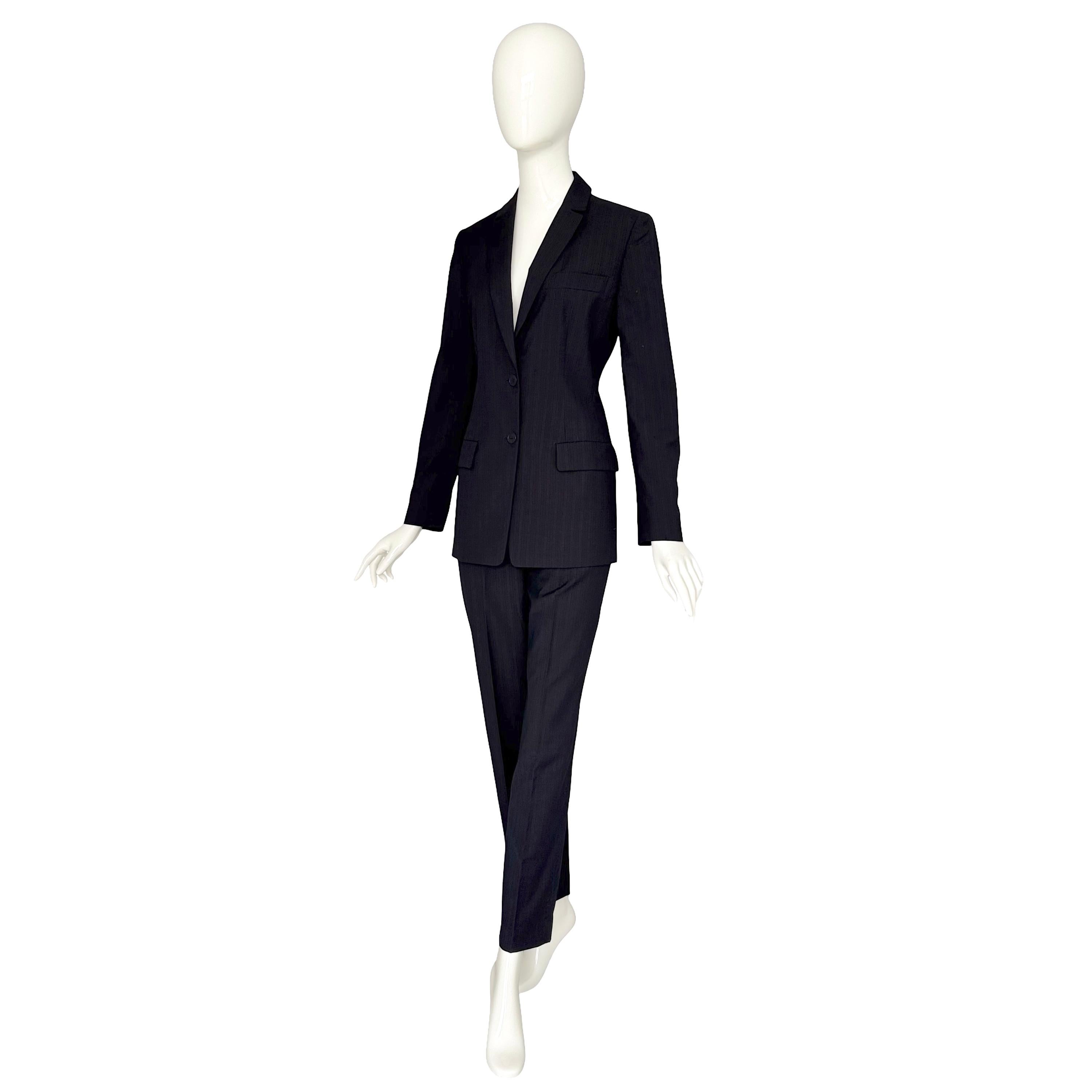 Calvin Klein Collection by Calvin Vintage Traje a rayas a medida de los años 90 en venta 3