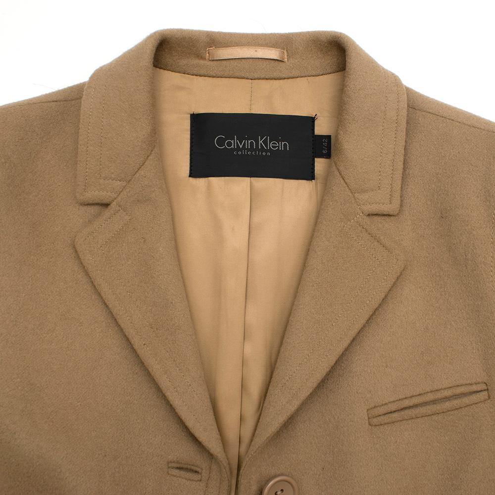 calvin klein camel wool coat