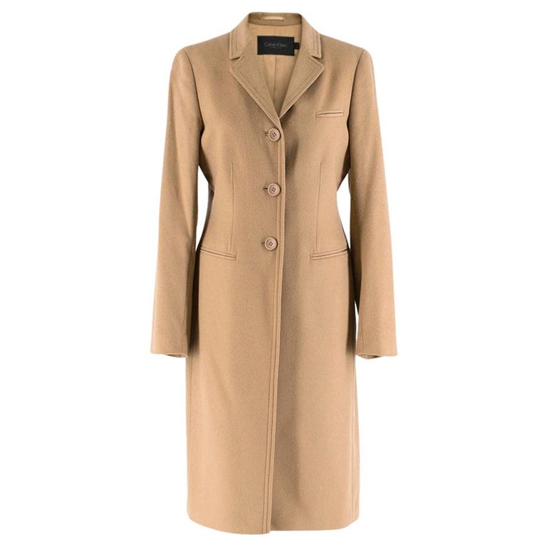 Calvin Klein Collection Camel Wool and Cashmere Blend Coat Size US 6 For  Sale at 1stDibs
