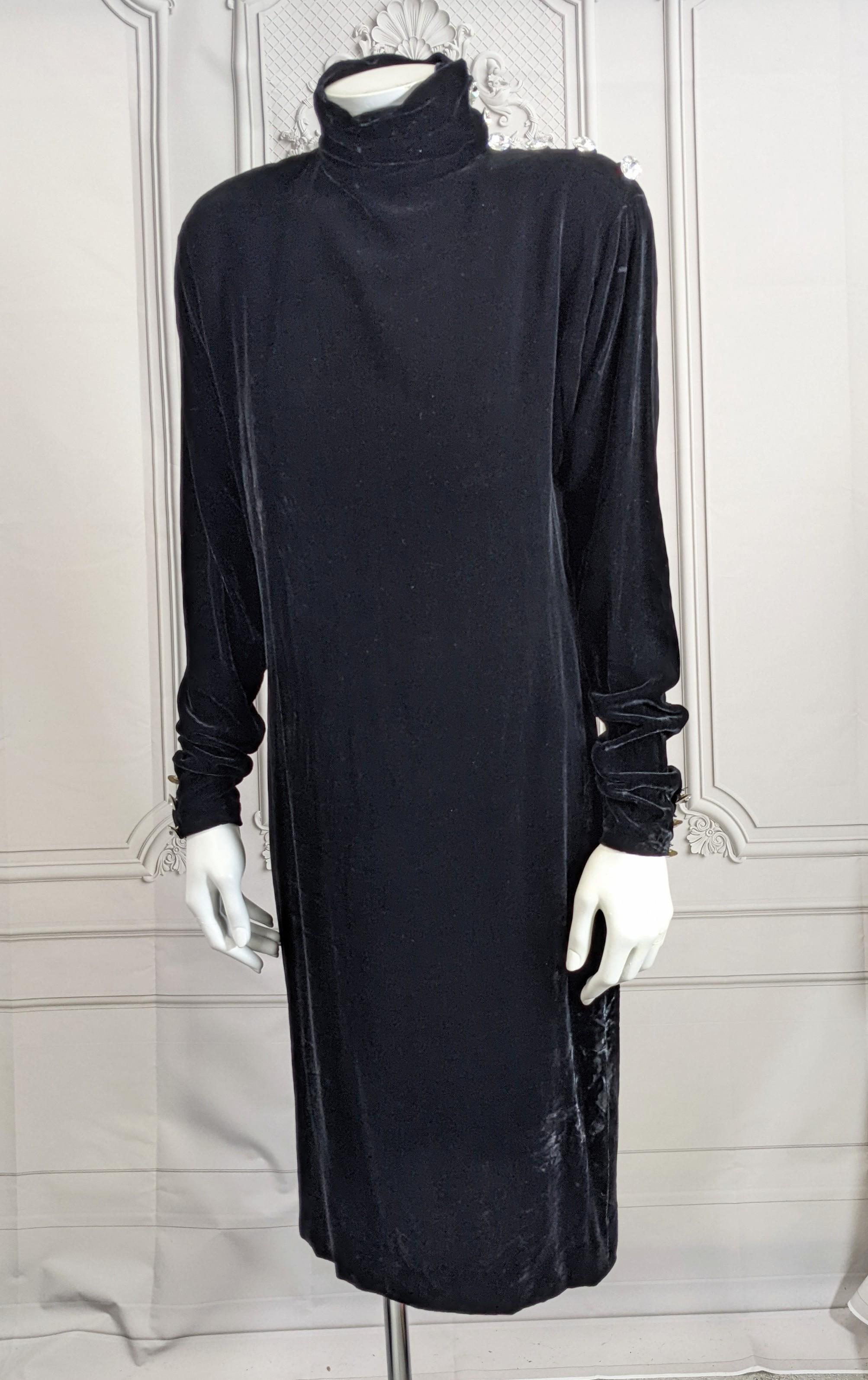 Black Calvin Klein Collection Diamonte Velvet Sheath For Sale