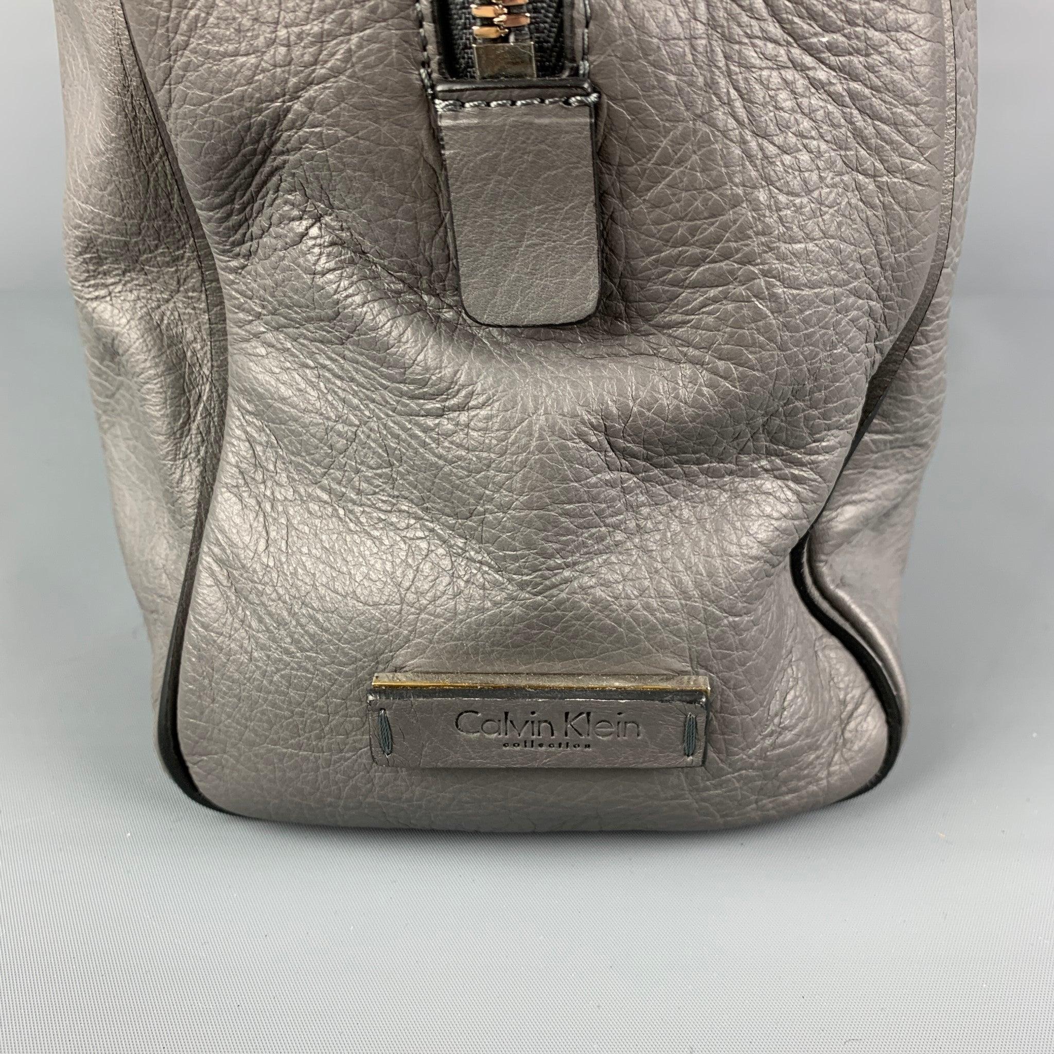 Gray CALVIN KLEIN COLLECTION Grey Leather Travel Bag For Sale