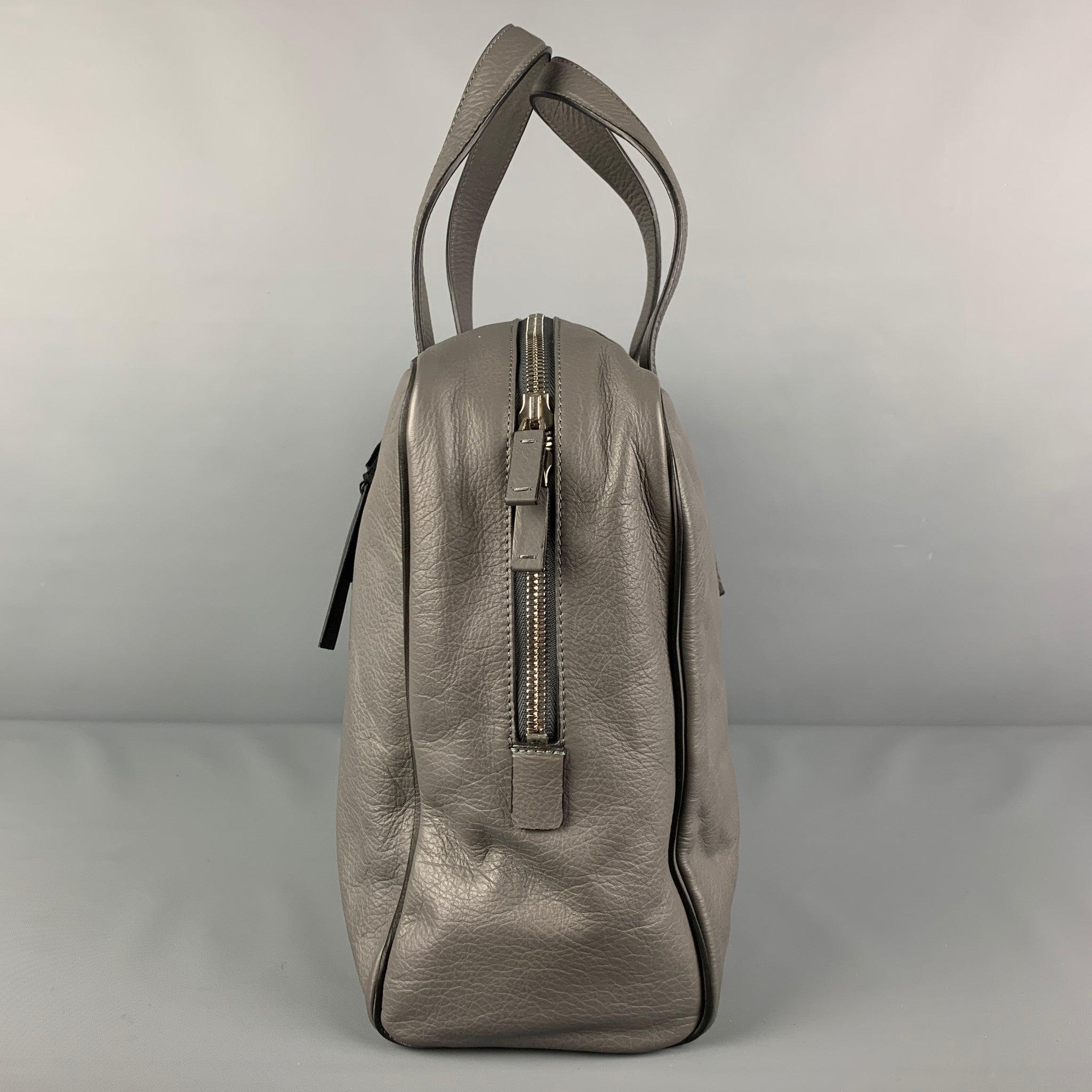 CALVIN KLEIN COLLECTION Grey Leather Travel Bag For Sale 1