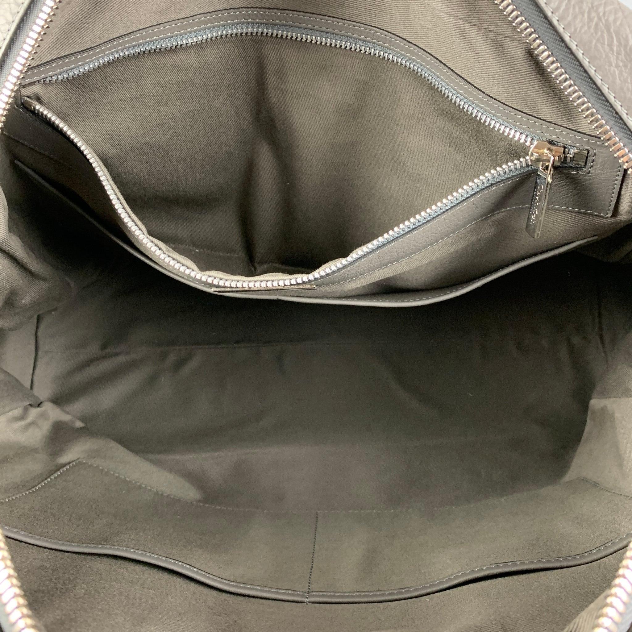 CALVIN KLEIN COLLECTION Grey Leather Travel Bag For Sale 3