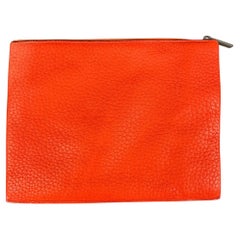 CALVIN KLEIN COLLECTION Orange Textured Leather Pouch Bag