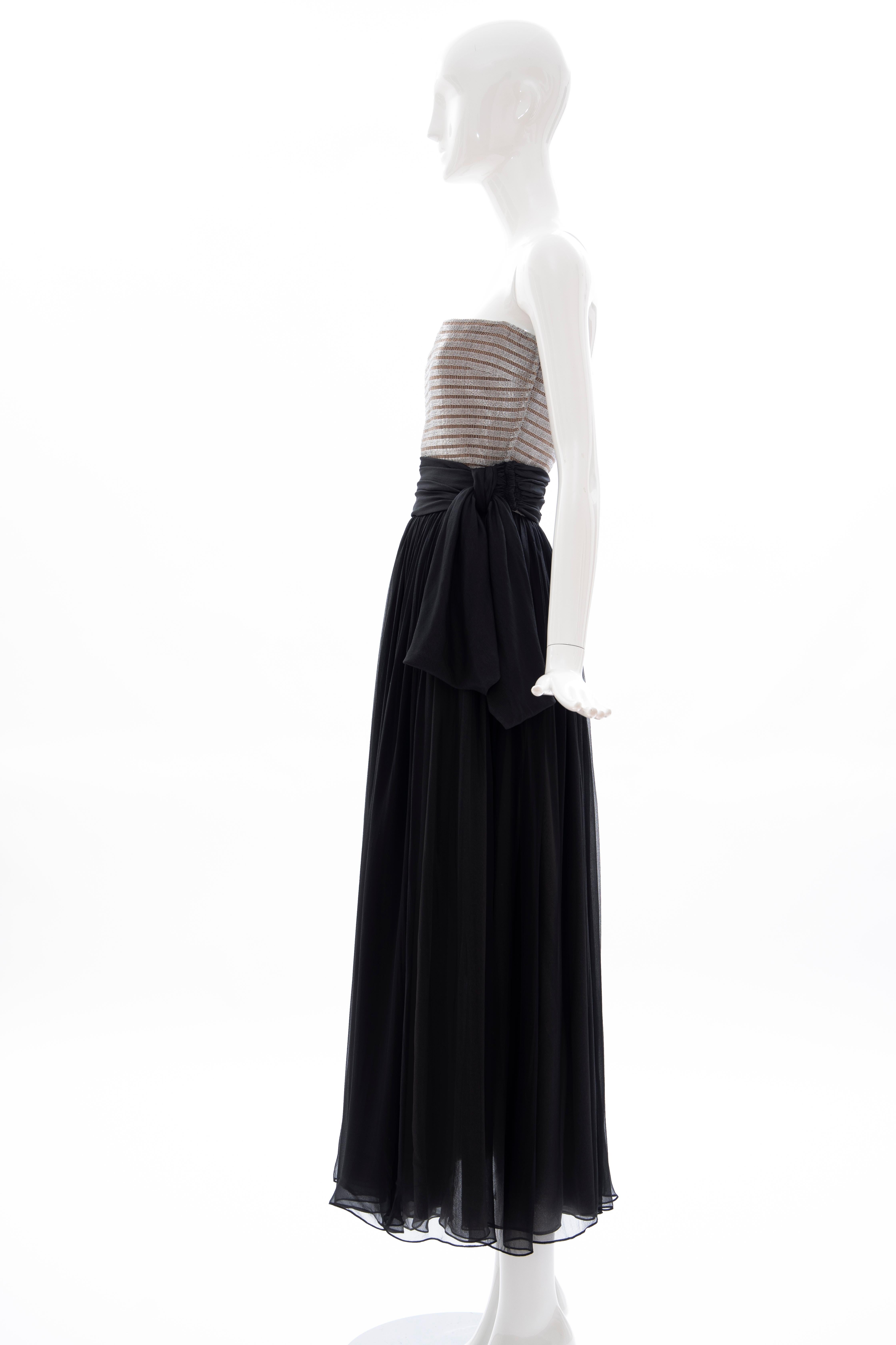 Calvin Klein Collection Runway Strapless Silk Chiffon Evening Dress, Spring 1989 For Sale 3