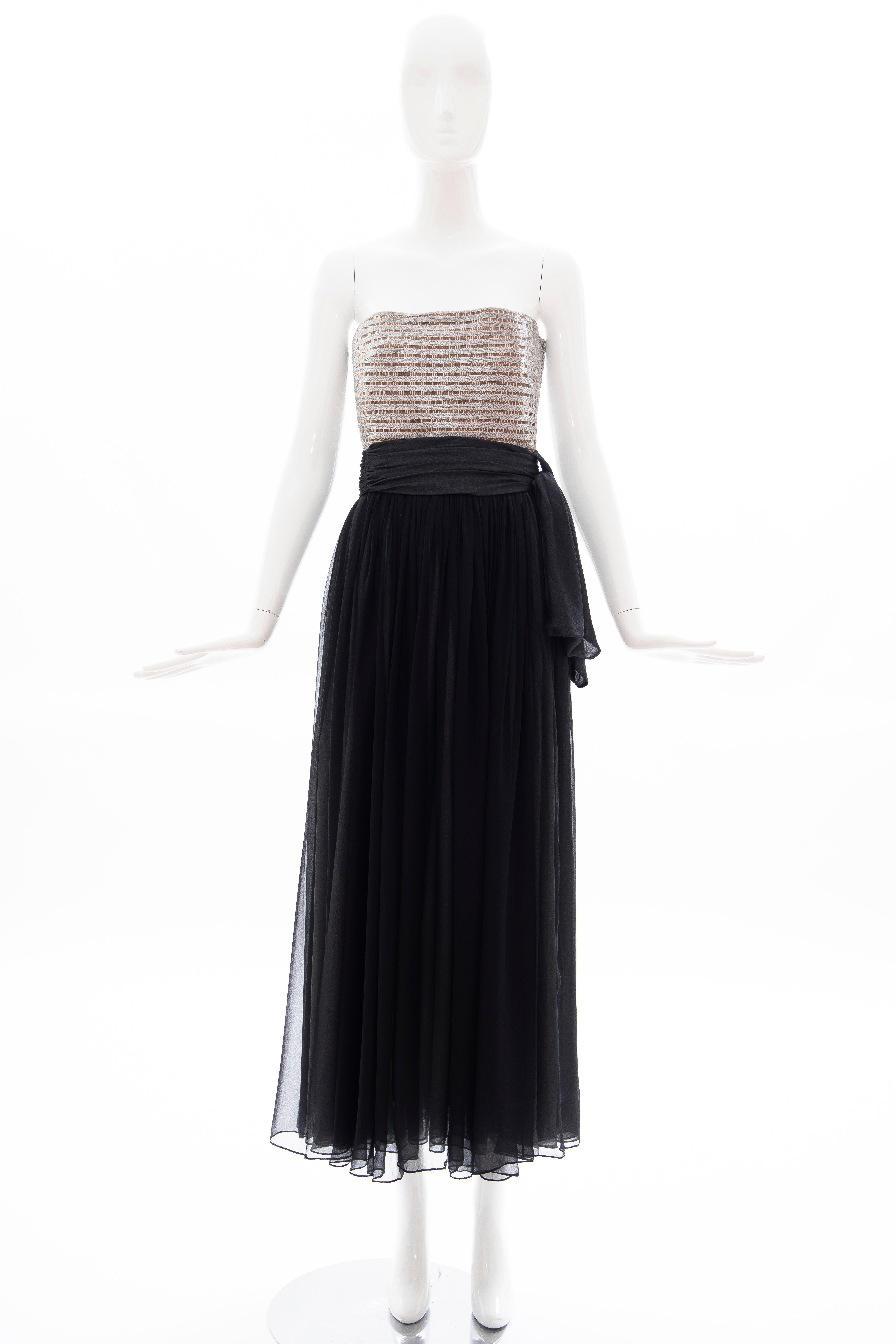 Calvin Klein Collection Runway Strapless Silk Chiffon Evening Dress, Spring 1989 For Sale 4