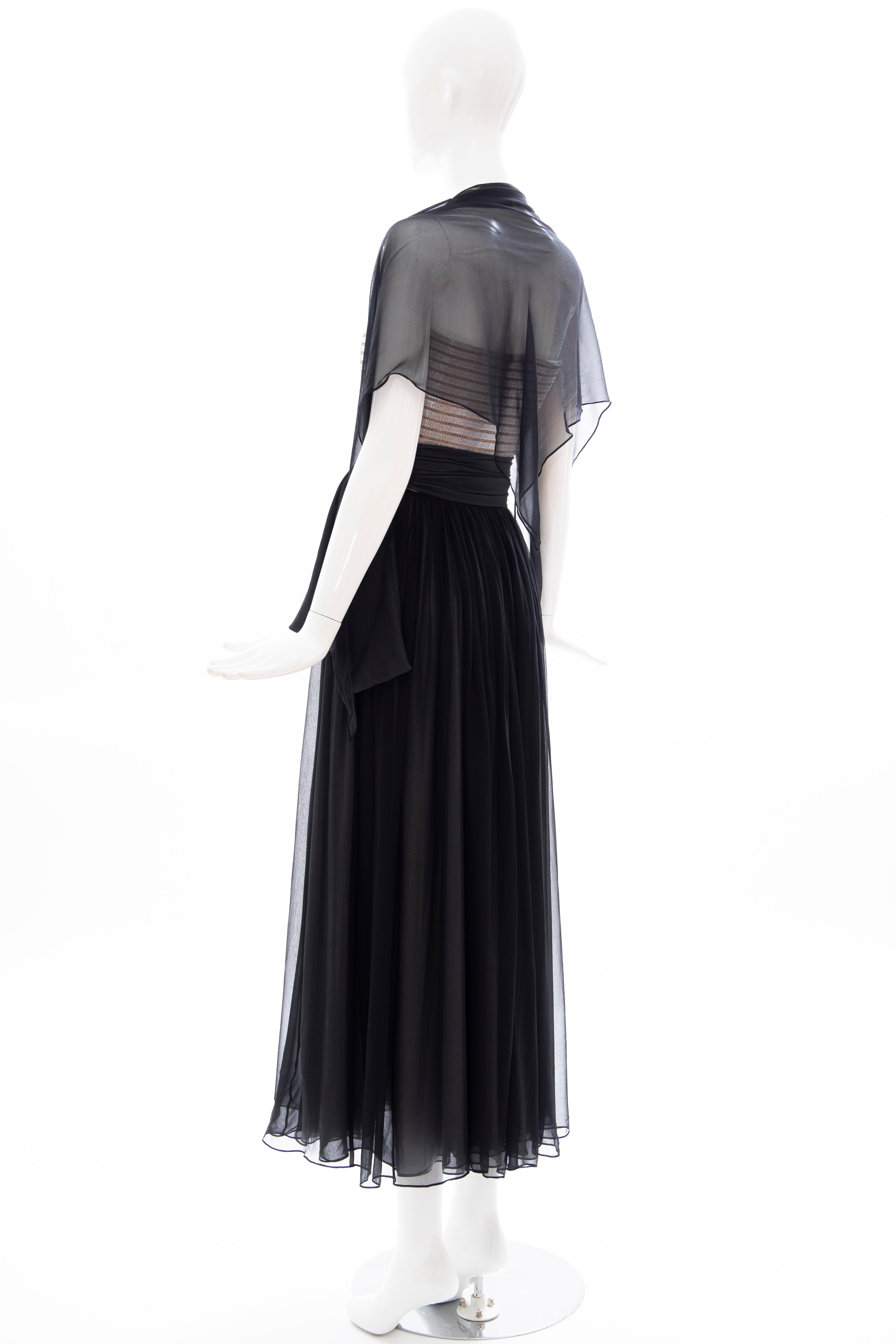 Calvin Klein Collection Runway Strapless Silk Chiffon Evening Dress, Spring 1989 For Sale 1