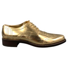 CALVIN KLEIN COLLECTION Size 12 Gold Leather Lace Up Shoes