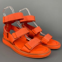 CALVIN KLEIN COLLECTION Size 12 Orange Leather Straps Sandals