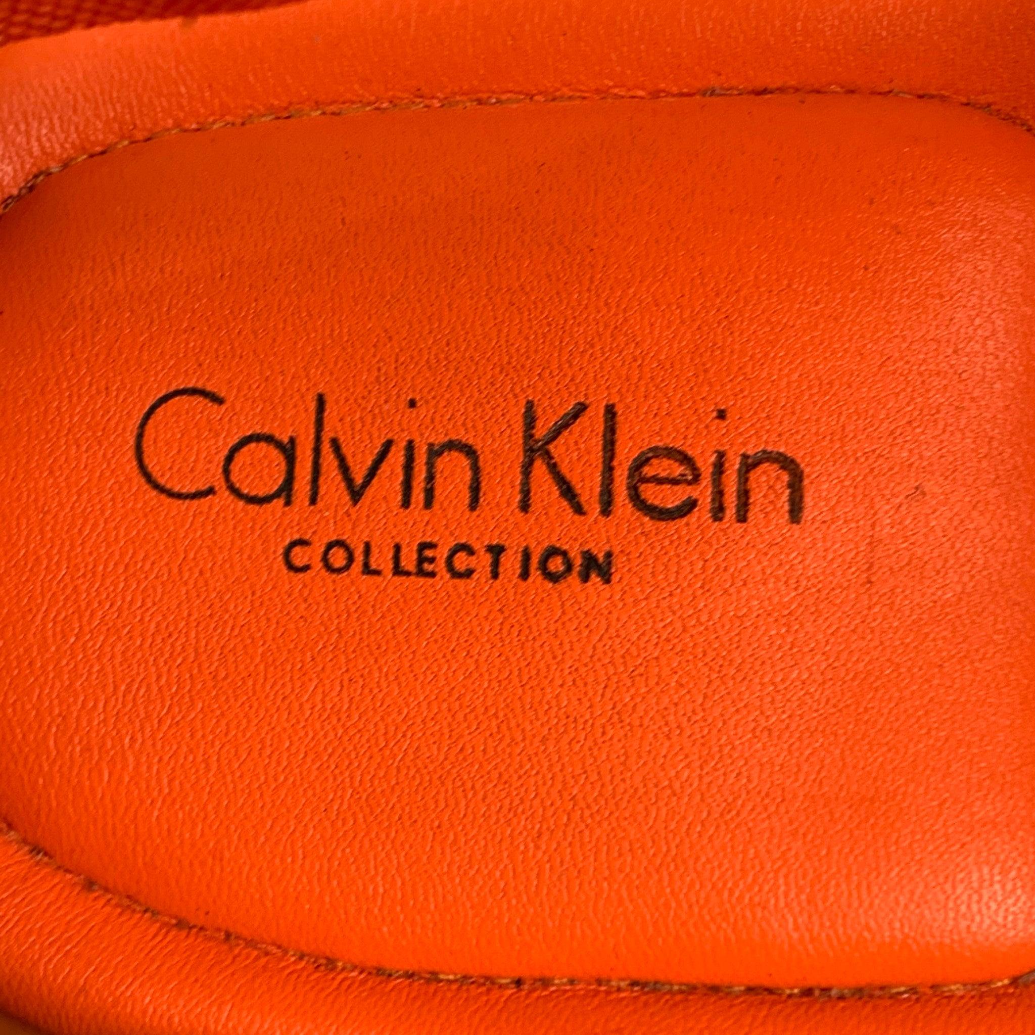 CALVIN KLEIN COLLECTION Size 12 Orange Leather Straps Sandals 4