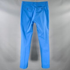 CALVIN KLEIN COLLECTION Size 31 Blue Cotton Flat Front Dress Pants
