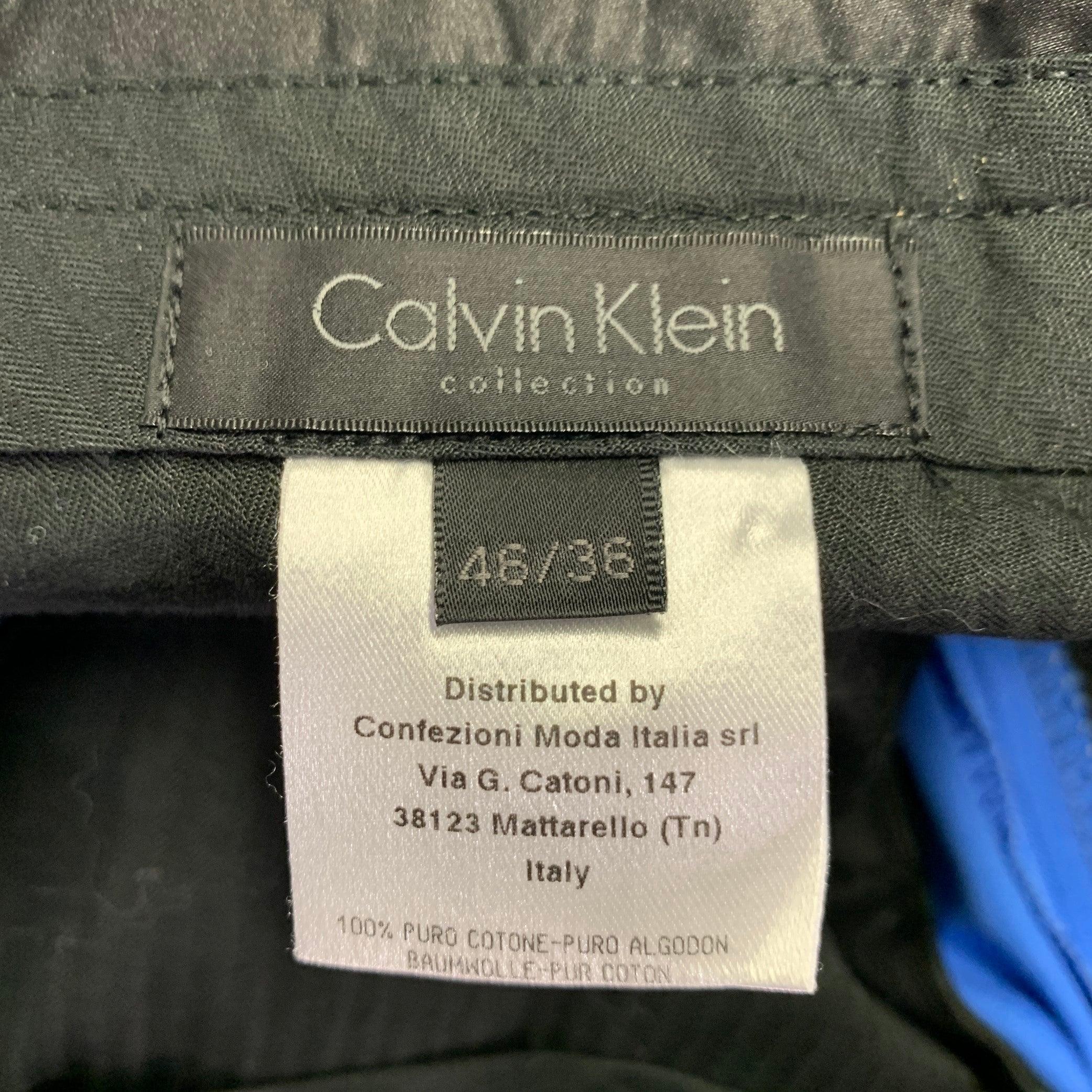 Men's CALVIN KLEIN COLLECTION Size 31 Blue Cotton Flat Front Dress Pants For Sale