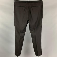 CALVIN KLEIN COLLECTION Size 32 Black Wool Tuxedo Dress Pants