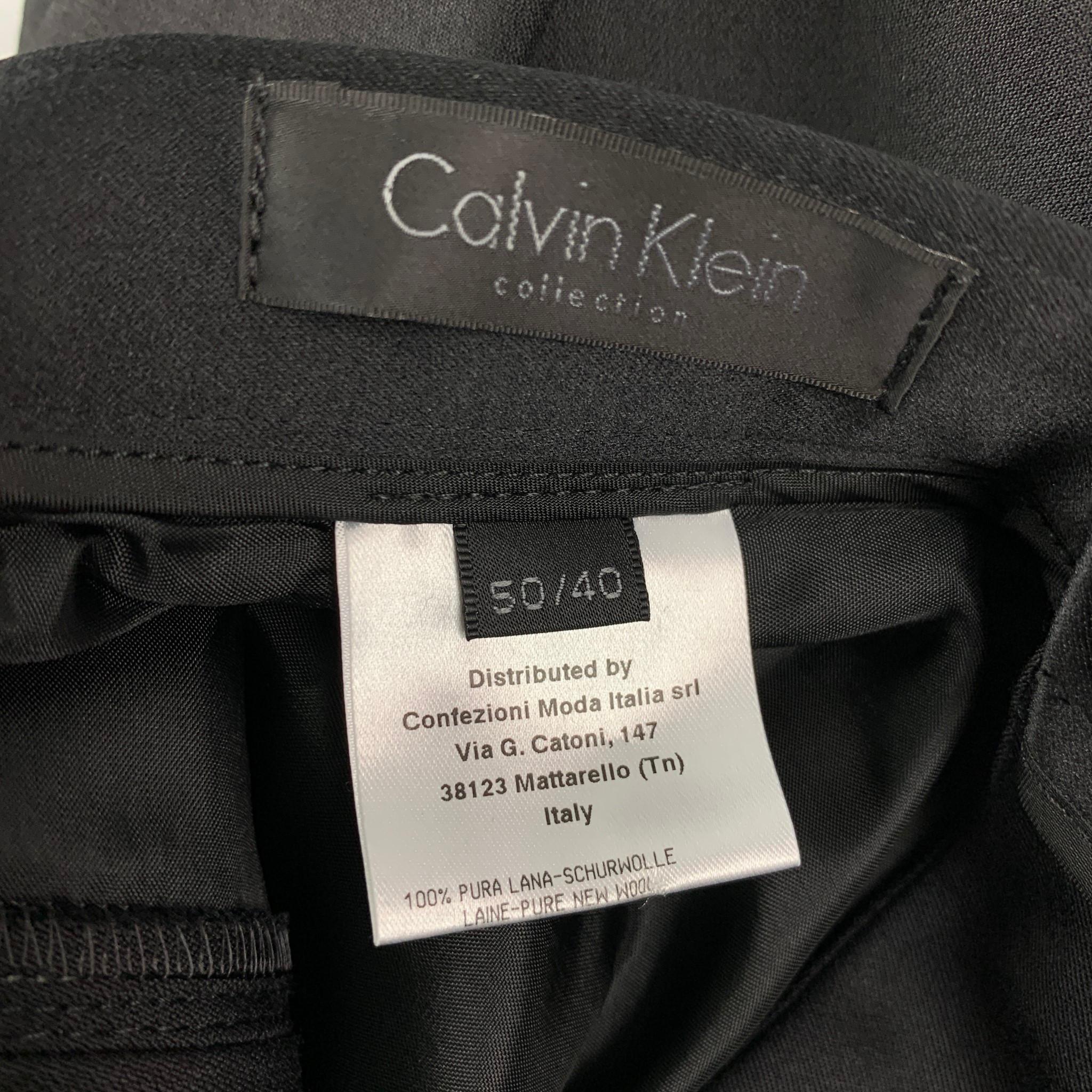 Men's CALVIN KLEIN COLLECTION Size 32 Black Wool Tuxedo Dress Pants