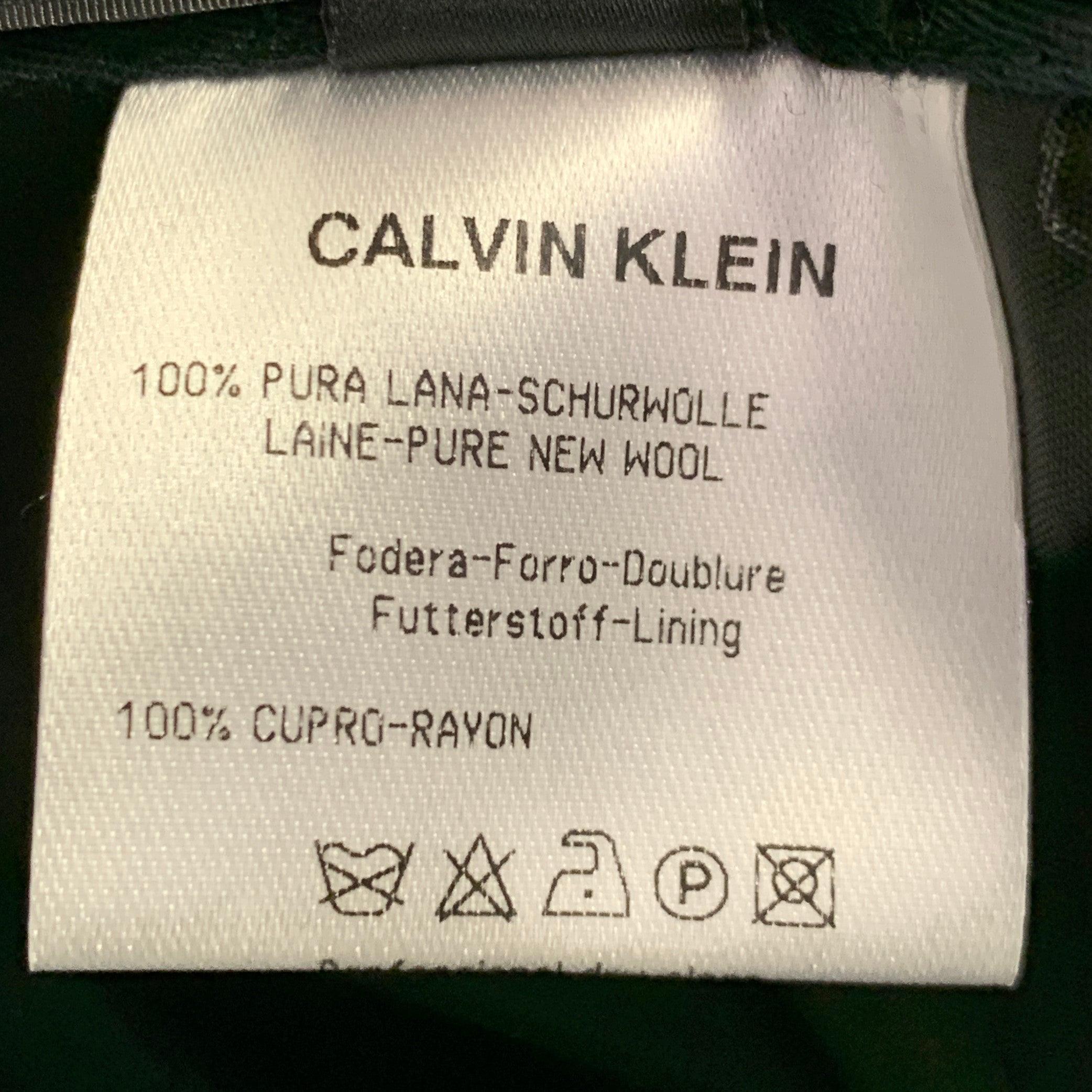 CALVIN KLEIN COLLECTION Taille 32 Laine à grille anthracite Pantalon plat sur le devant en vente 2