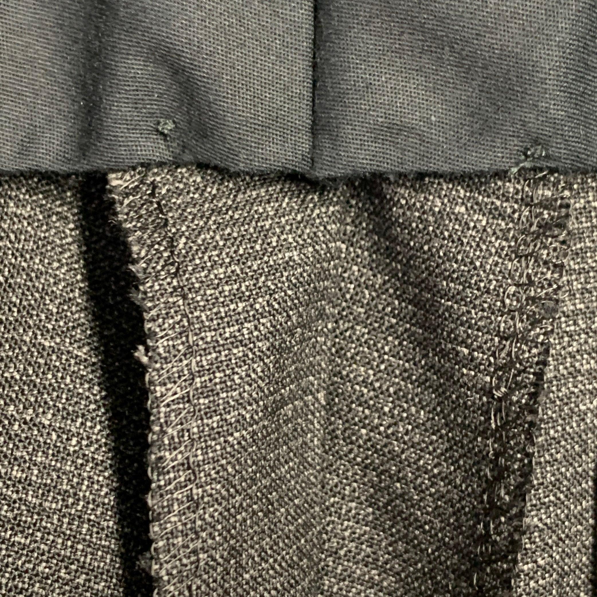 CALVIN KLEIN COLLECTION Taille 32 Laine à grille anthracite Pantalon plat sur le devant en vente 4
