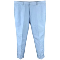 CALVIN KLEIN COLLECTION Size 32 Light Blue Shimmery Cotton / Nylon Dress Pants
