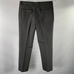 CALVIN KLEIN COLLECTION Size 33 Black Wool Mohair Zip Fly Dress Pants