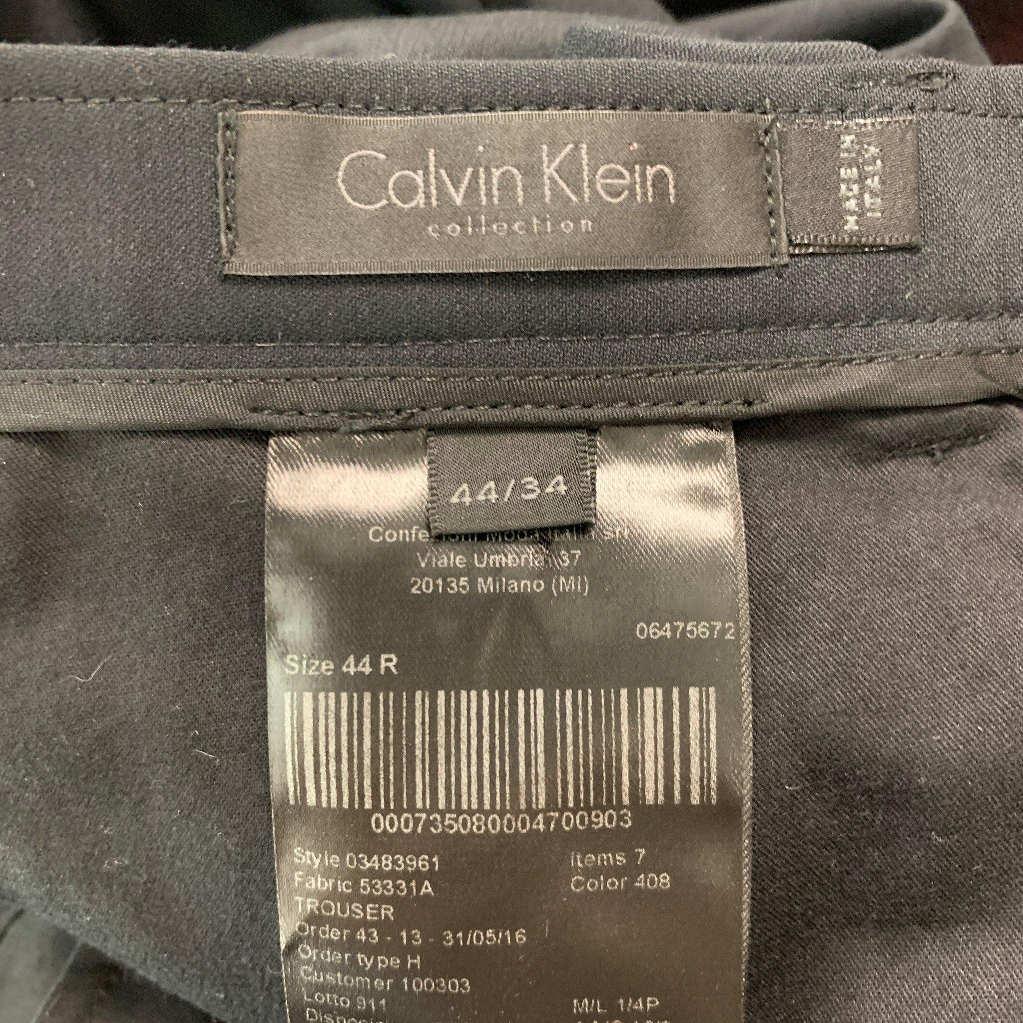 CALVIN KLEIN COLLECTION Size 34 Black Solid Wool Peak Lapel Tuxedo For Sale 5