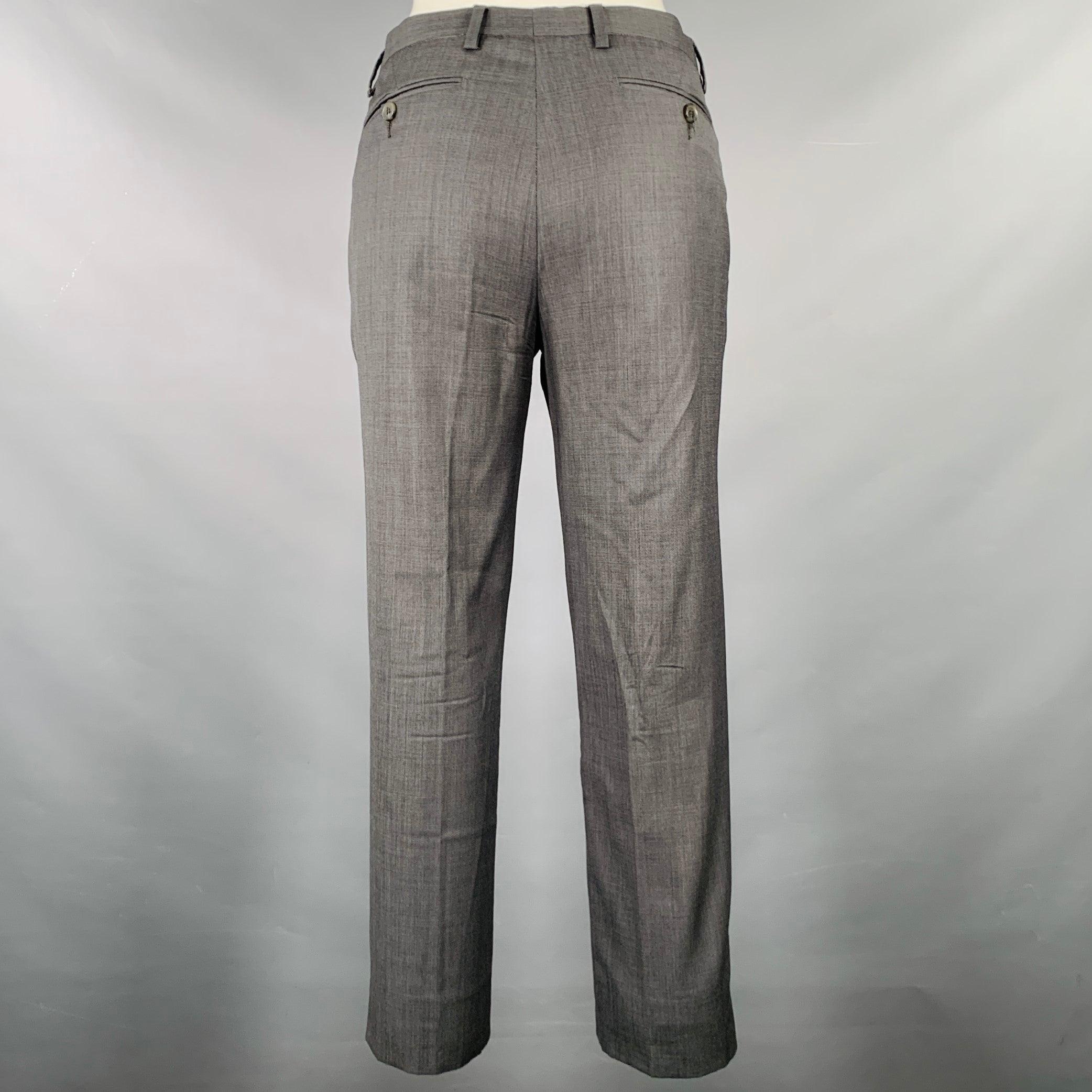Uomo Calvin Klein Collection Taglia 34 Abito in lana grigia con risvolto a tacche in vendita