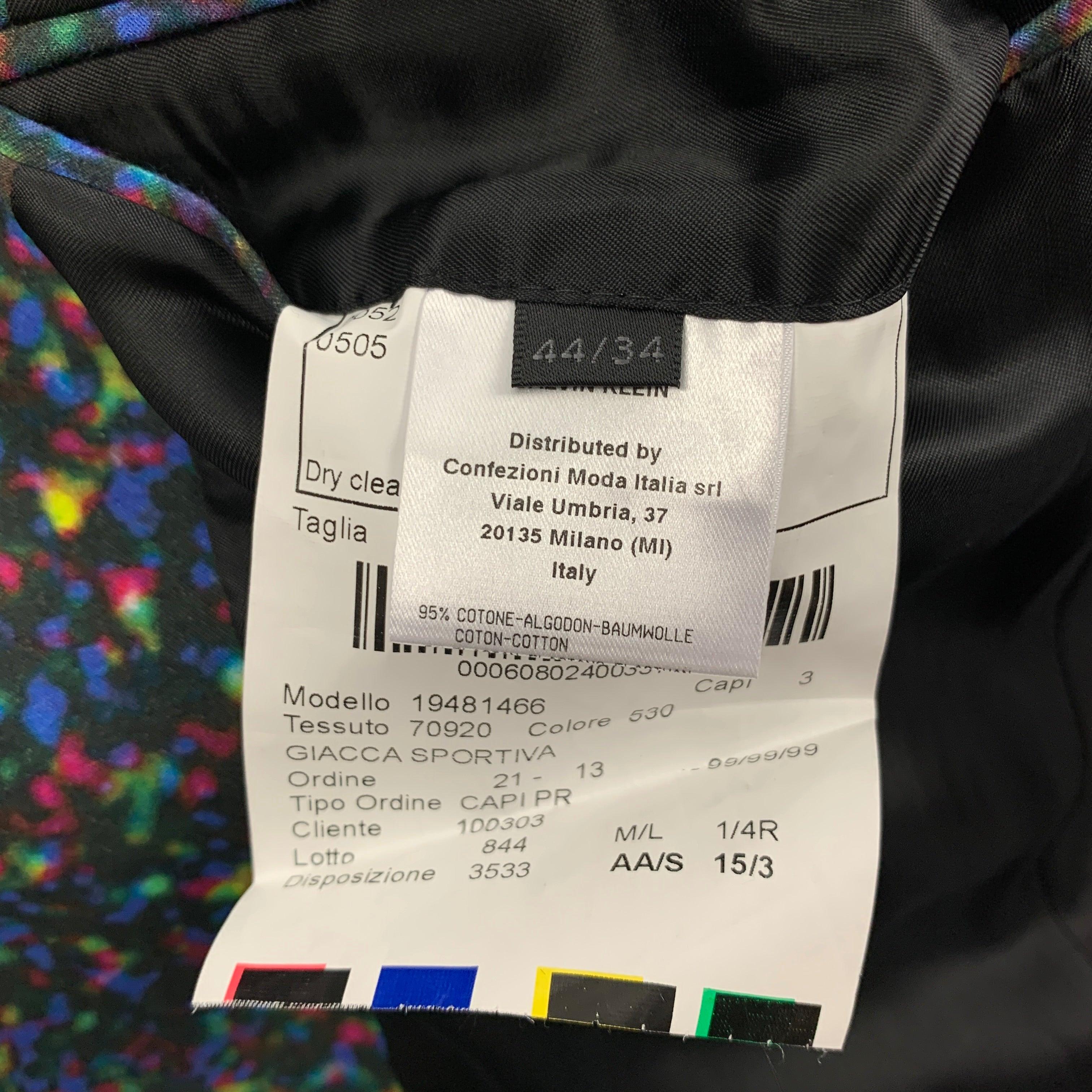 CALVIN KLEIN COLLECTION Size 34 Multi-Color Print Cotton Notch Lapel Suit For Sale 4