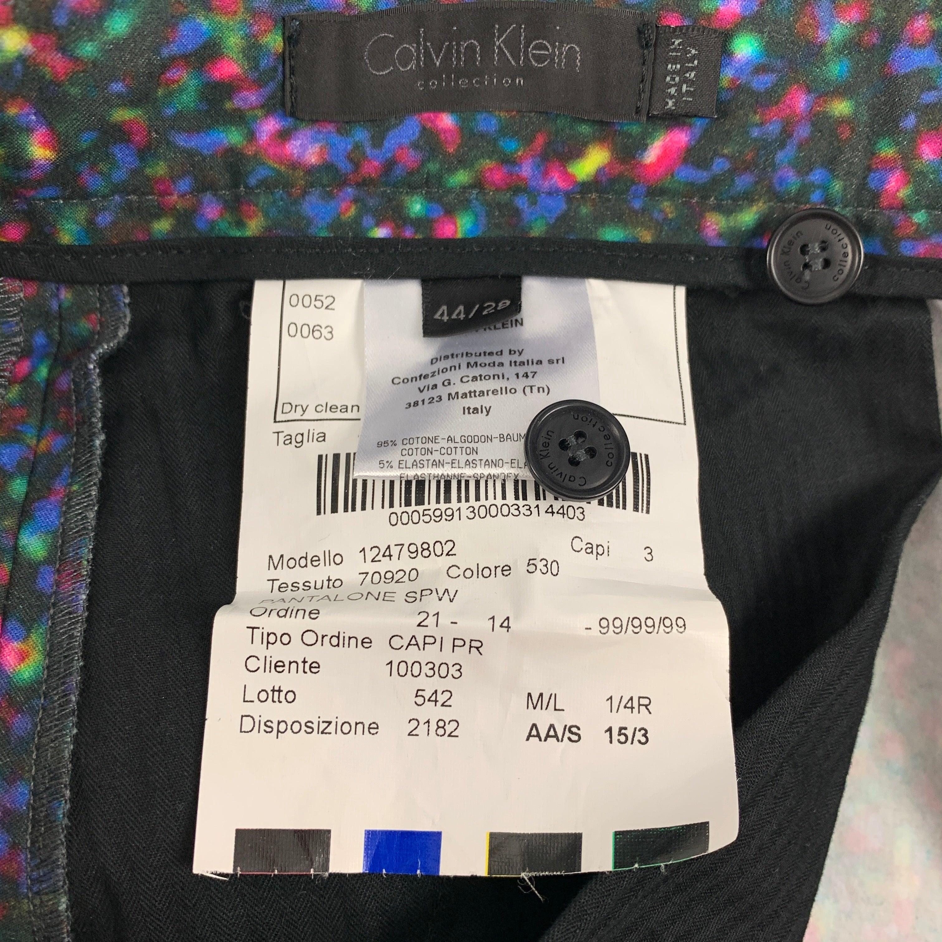 CALVIN KLEIN COLLECTION Size 34 Multi-Color Print Cotton Notch Lapel Suit For Sale 6