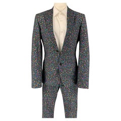 CALVIN KLEIN COLLECTION Size 34 Multi-Color Print Cotton Notch Lapel Suit