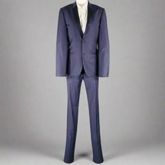 CALVIN KLEIN COLLECTION Size 34 Navy Black Wool Shawl Lapel Tuxedo