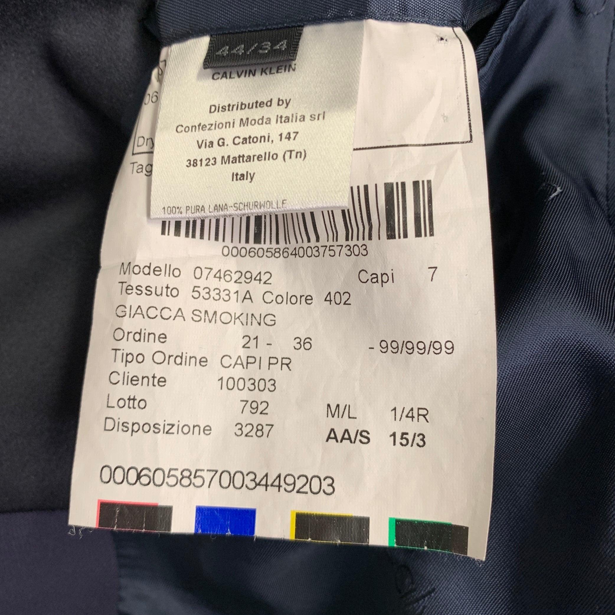 Calvin Klein Collection Taglia 34 Smoking in lana nera e marina con risvolto a scialle in vendita 4