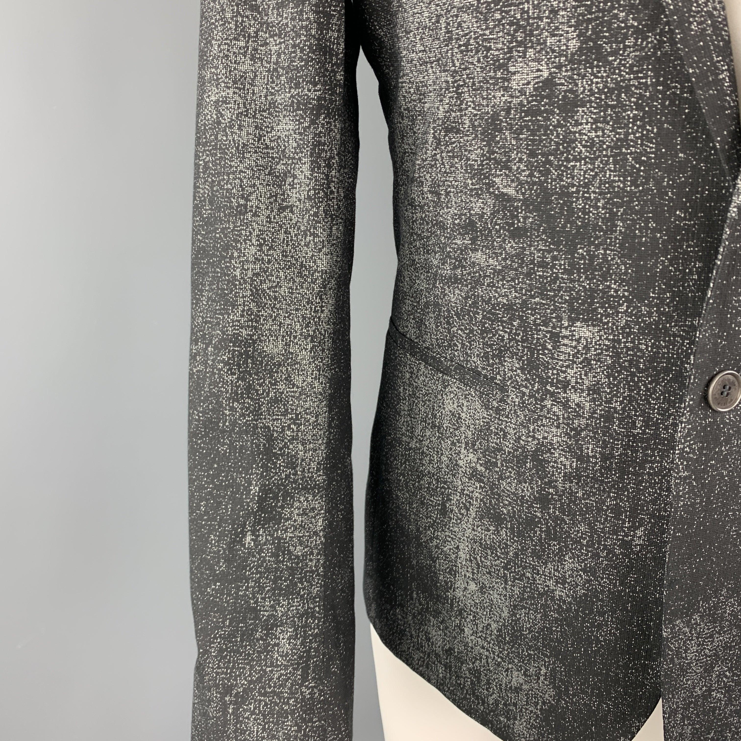 Men's CALVIN KLEIN COLLECTION Size 36 Black & Grey Distressed Print Sport Coat For Sale