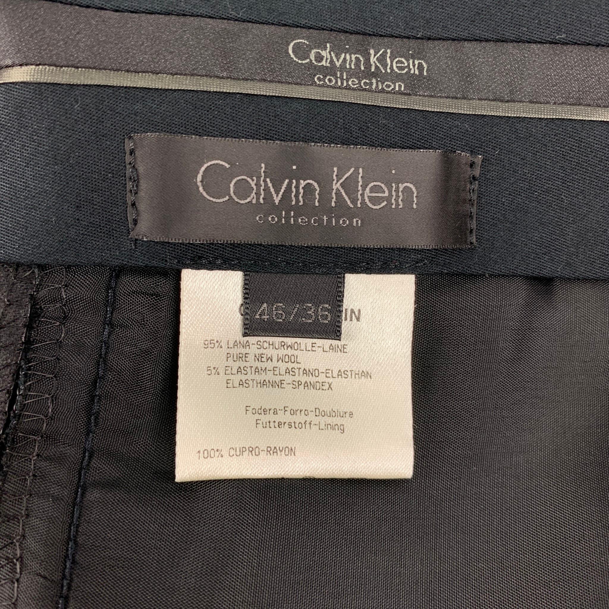CALVIN KLEIN COLLECTION Size 36 Black Sparkle Wool Peak Lapel Tuxedo 4