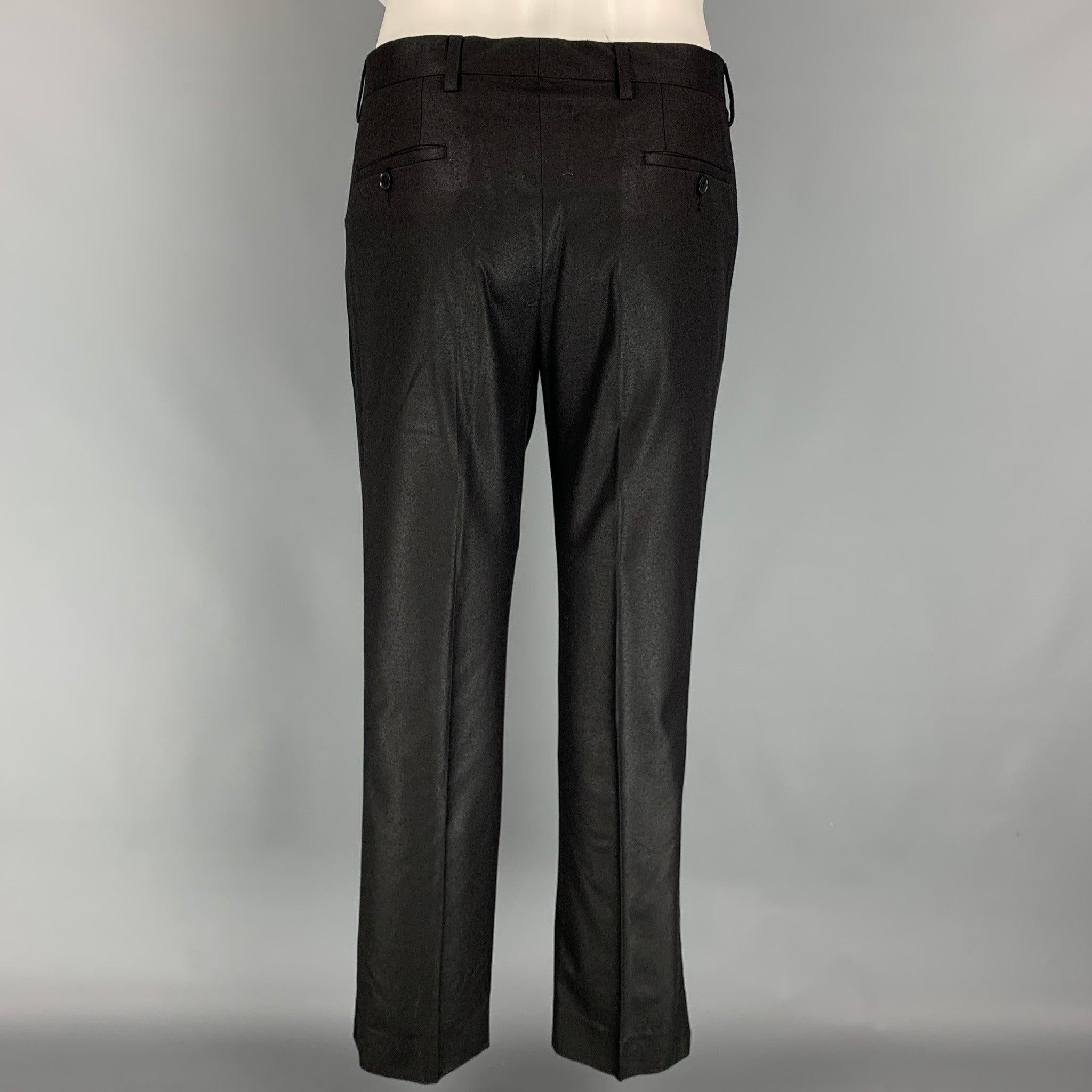 CALVIN KLEIN COLLECTION Size 36 Black Sparkle Wool Peak Lapel Tuxedo For Sale 3